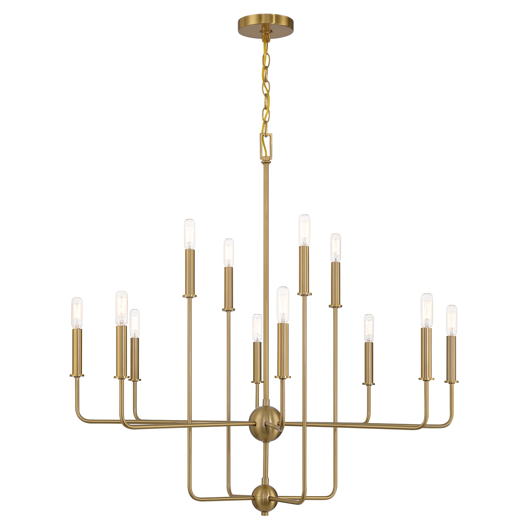 Savoy House Essentials 1-4046-12-322 Avondale 12-Light Chandelier in Warm Brass 12 -Light Antique Brass Modern/contemporary For Use in Bedrooms, Dining Rooms, Foyers, Kitchens, Living Rooms Chandelier