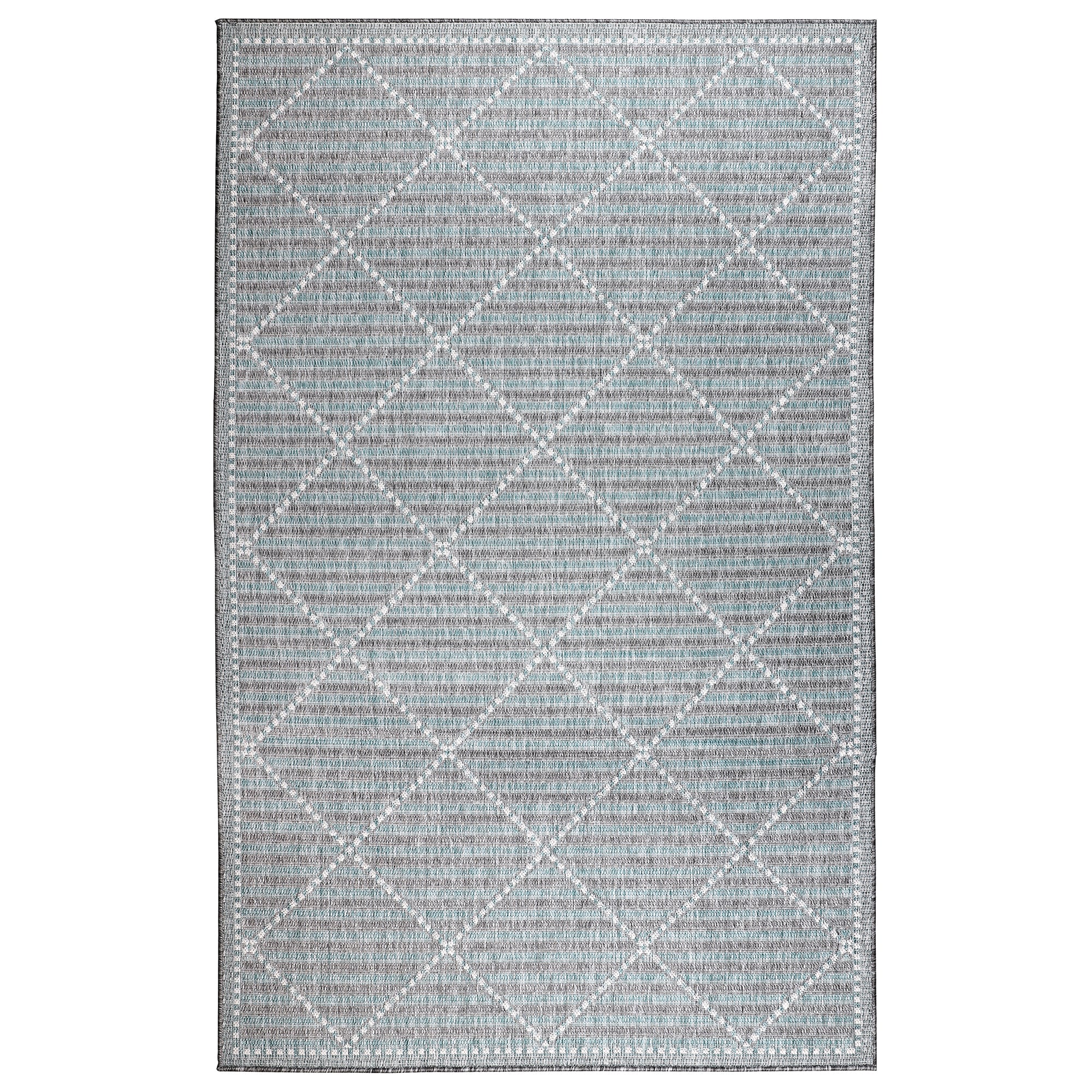 Liora Manne MAUS8822504 Malibu 8 x 8 (ft) Loomed Polypropylene Aqua Square Indoor/Outdoor Geometric Area rug