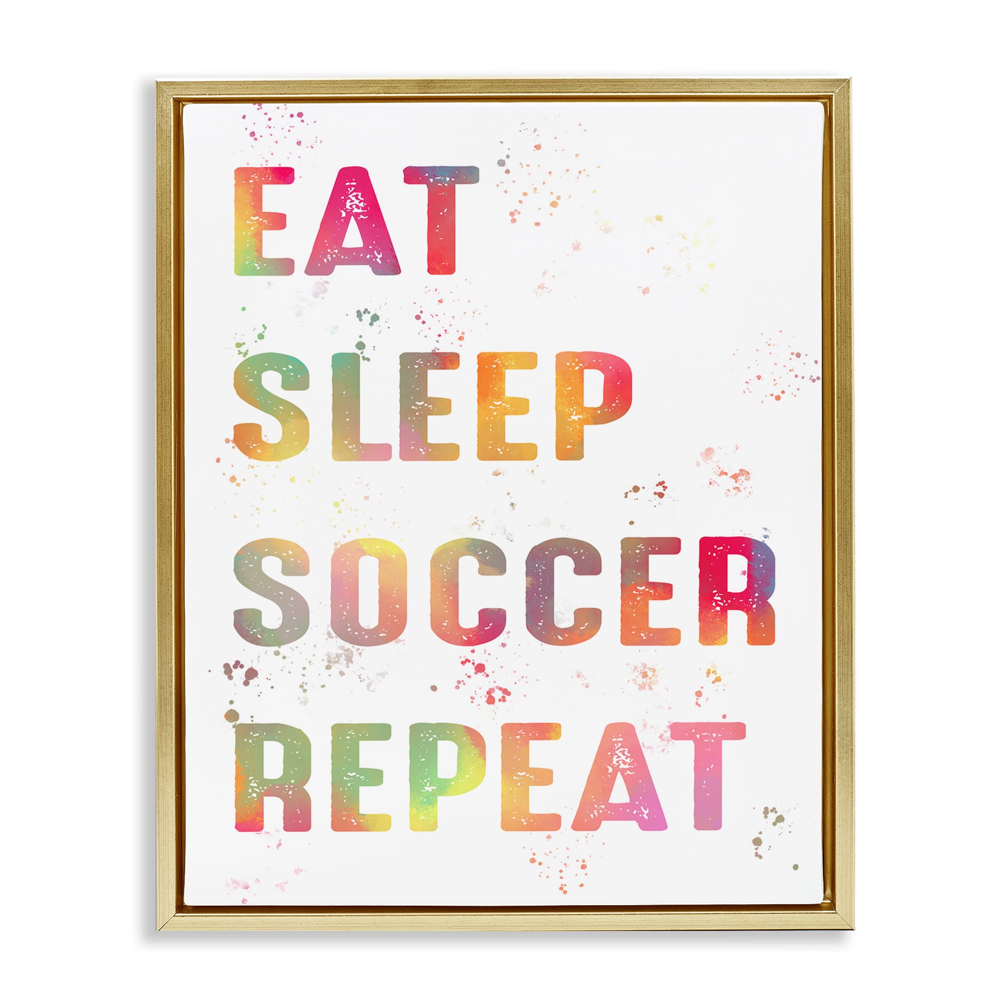 Stupell Industries BS-065-FFG-16X20 Pastel Soccer Motivation Gold Framed Floater Canvas Wall Art By Marcus Prime 17 x 21