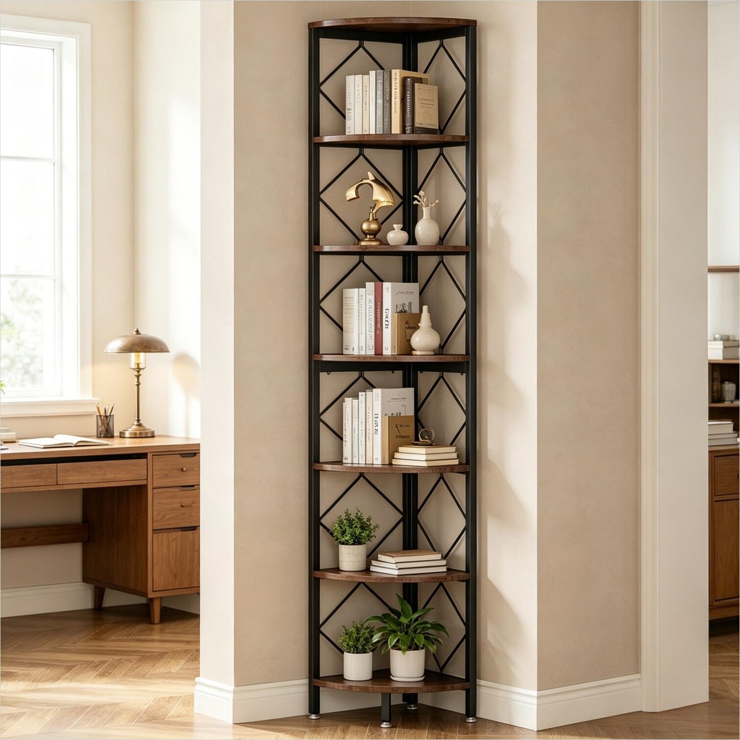 Naturefalls E1 Particle Board Tall Corner Storage Rack 7-Tier ...