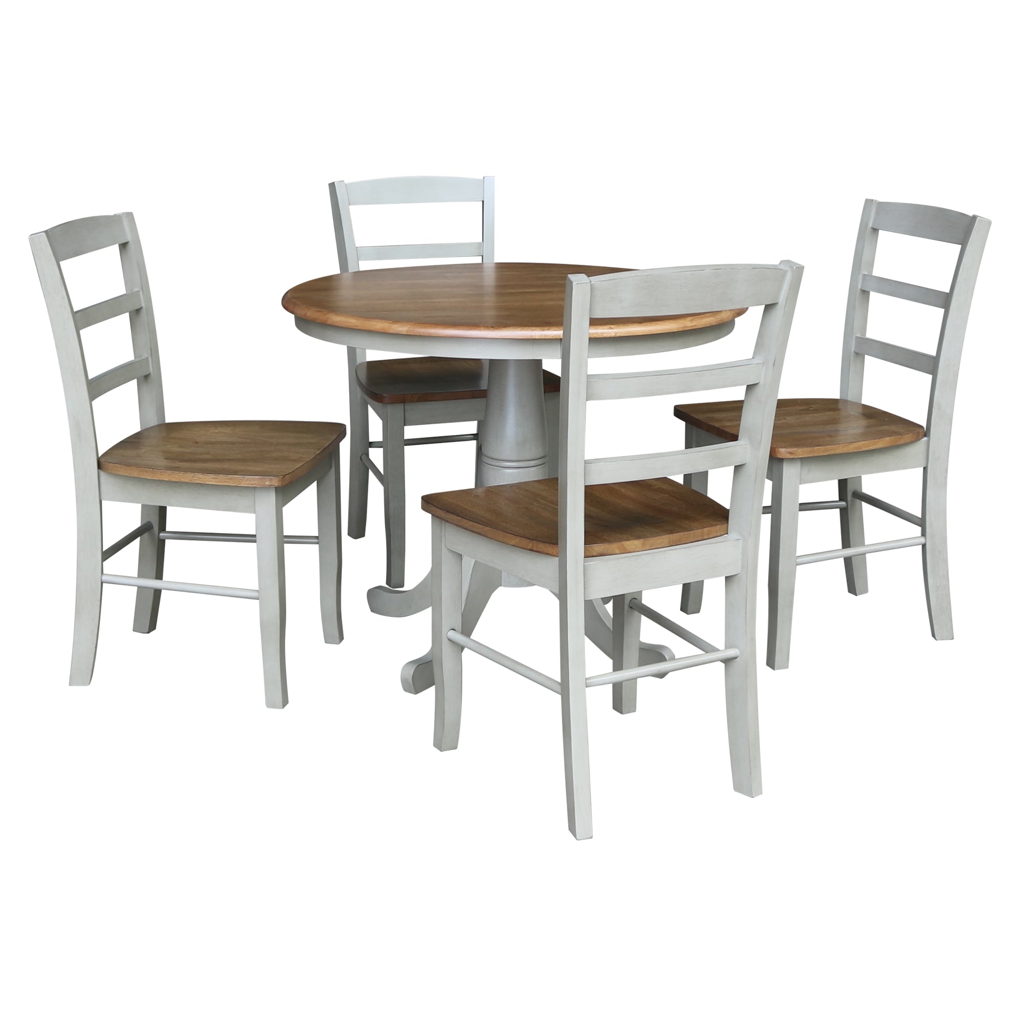 International Concepts K41-36RT-C2-4 Distressed hickory/stone Traditional Dining Room Set with Round Table ( Seats 4 )