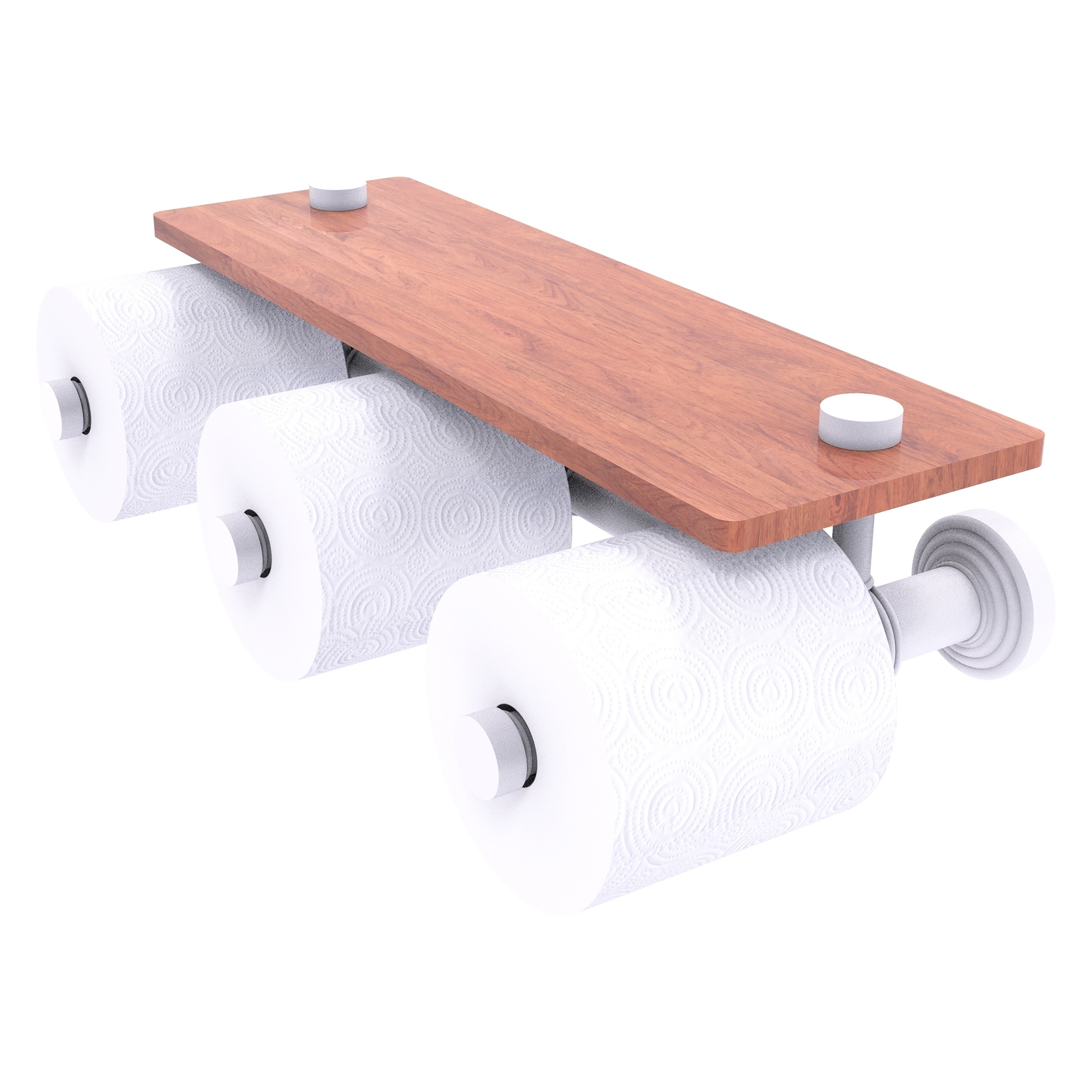 Allied Brass WP-35-3S-IRW-WHM Waverly Place Matte White Wall mount Double post Toilet Paper Holder 3 -Rolls with Storage