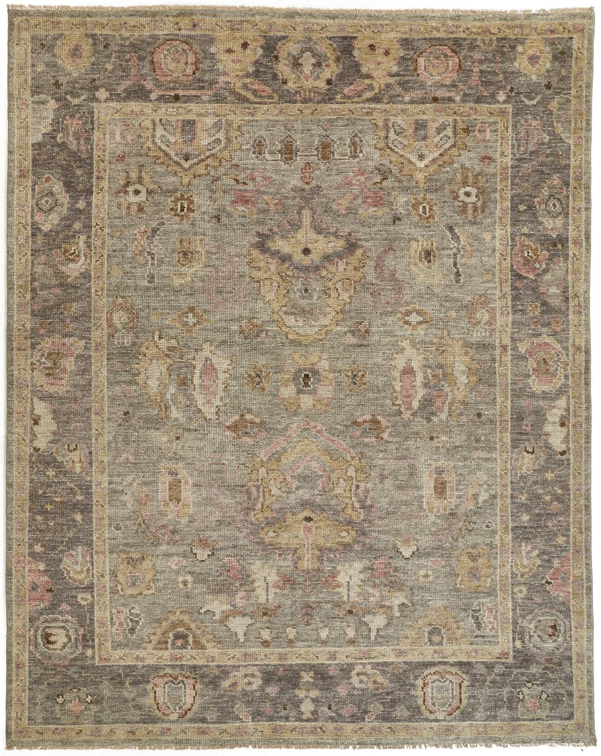 Cream Floral 8X8 Oushak Oriental Square Rug