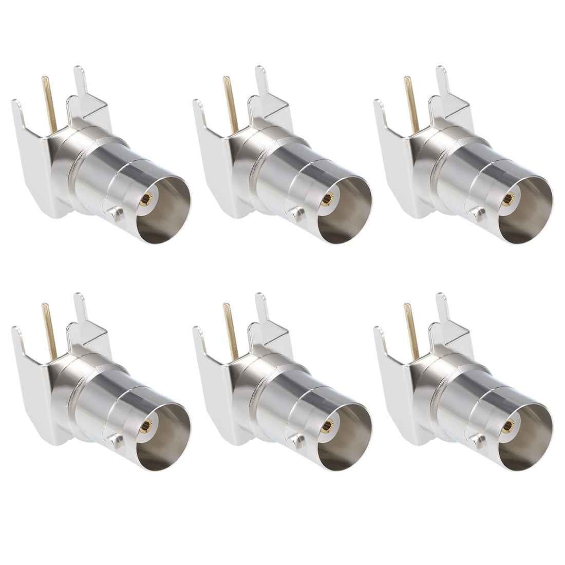 Unique Bargains - 6pcs Welding BNC Female Right Angle Adapter Socket PCB Panel Mount Coaxial RF C...