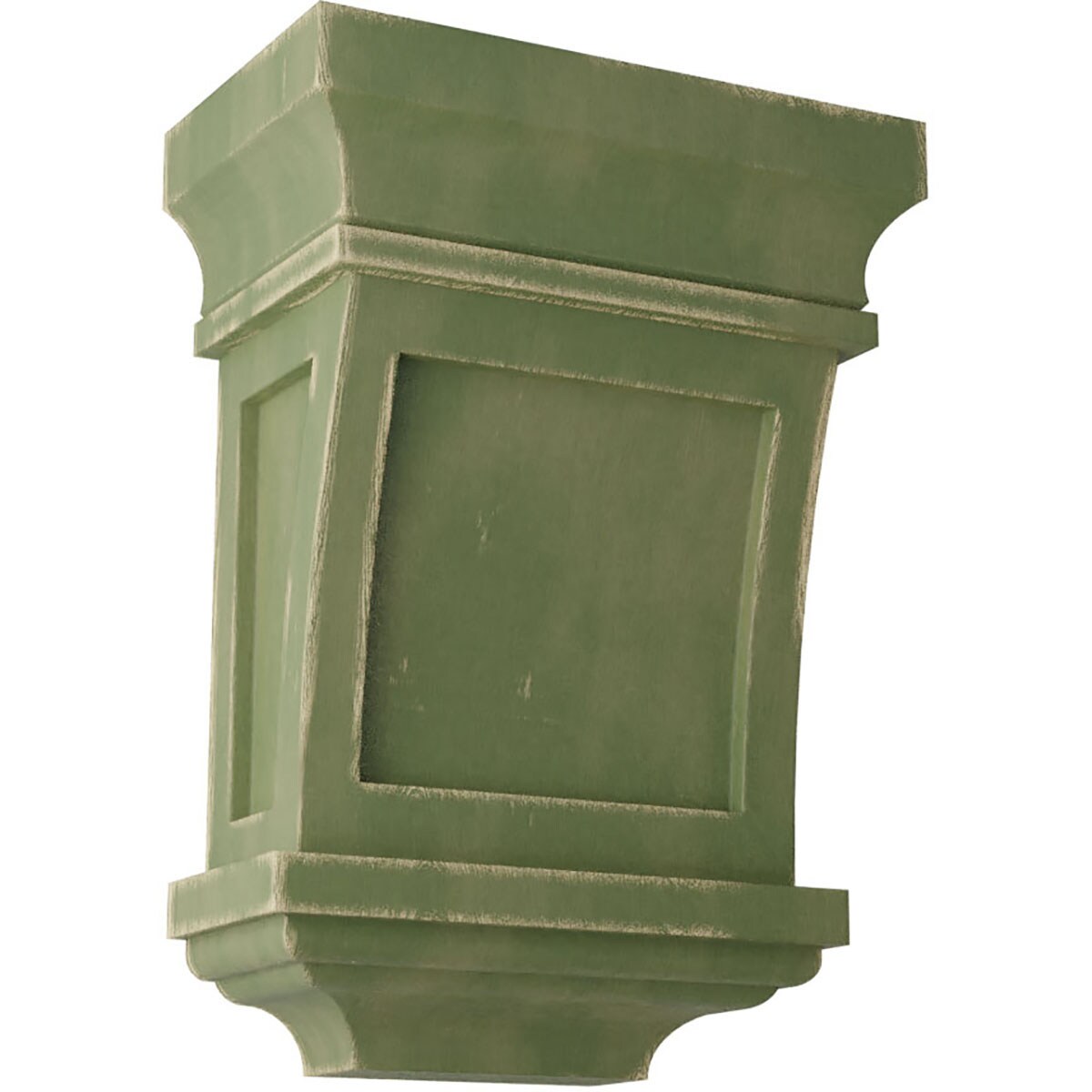 Ekena Millwork CORWD05X03X07SFGR 5-in x 3-in x 7-in Vintage Decor Finished Rubberwood Green Wood Paintable/Stainable Corbel