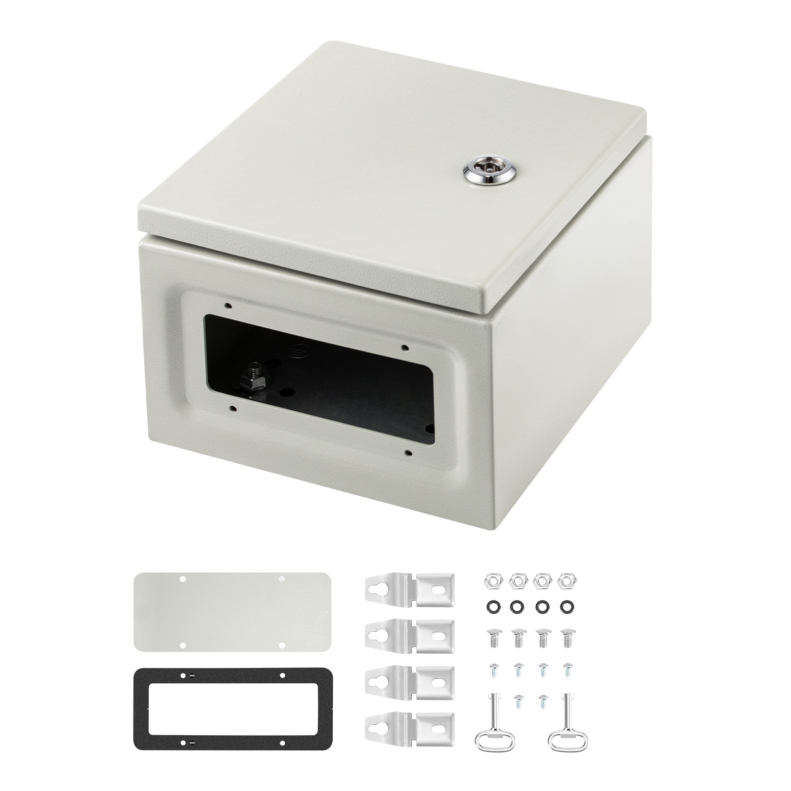 GIVIMO Metal Electrical Enclosure 8-in x 8-in x 6-in NEMA 4X Steel Junction Box IP66 Waterproof with Galvanized Plate Hinged Lock Powder Coat for Outdoor Indoor Wiring