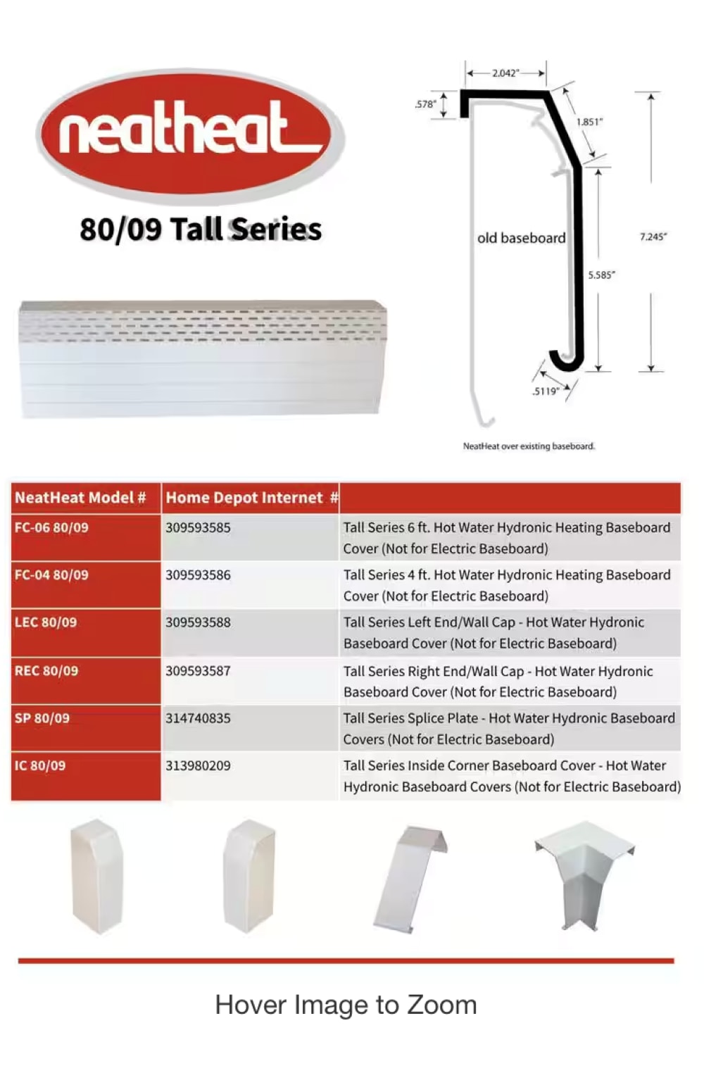 NeatHeat IC 80/09 BW Baseboard-Heater-Covers - View #2