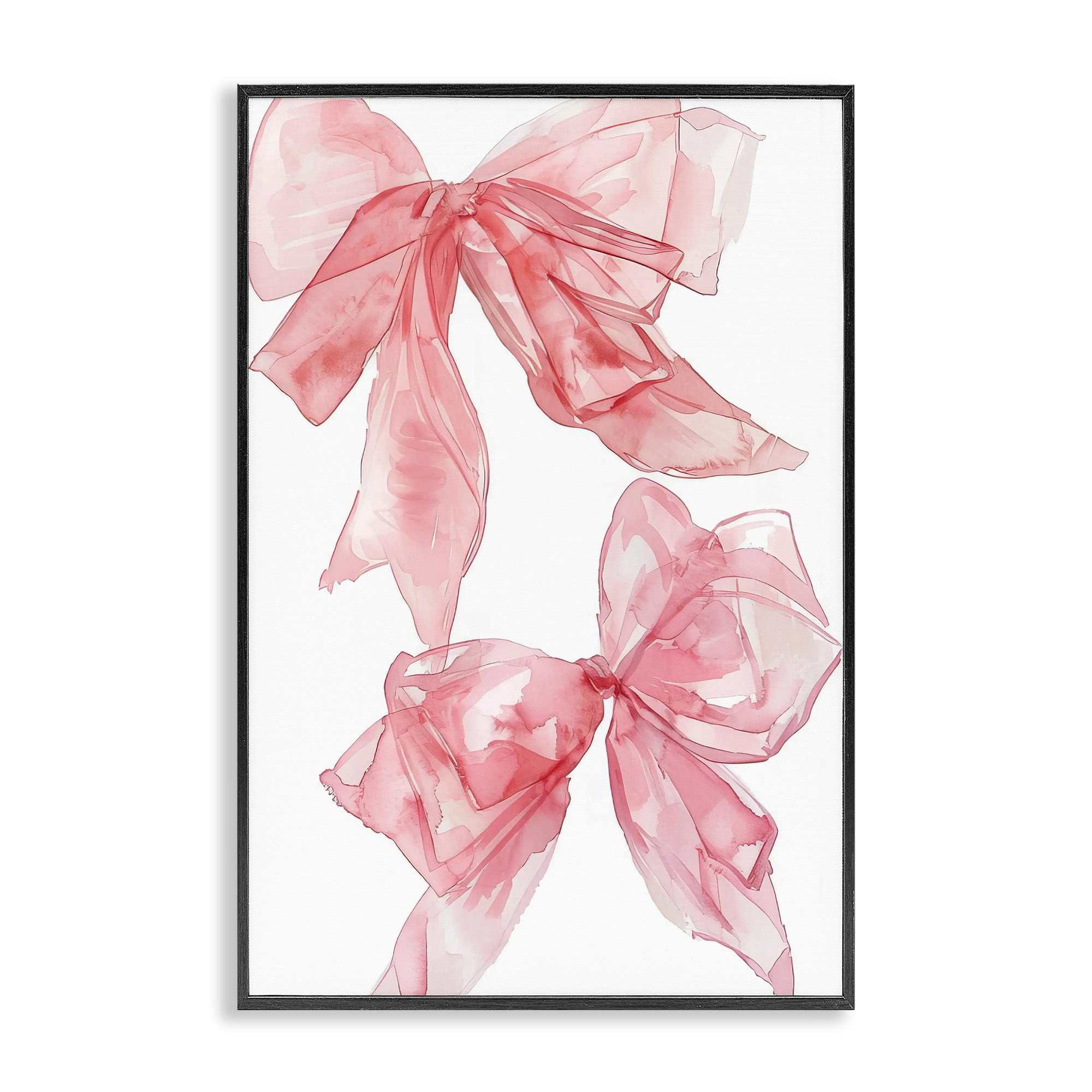 Stupell Industries BT-651-FR-12X18 Sheer Pastel Pink Bows Black Framed Giclee Art By LSR Design Studio 12 x 18