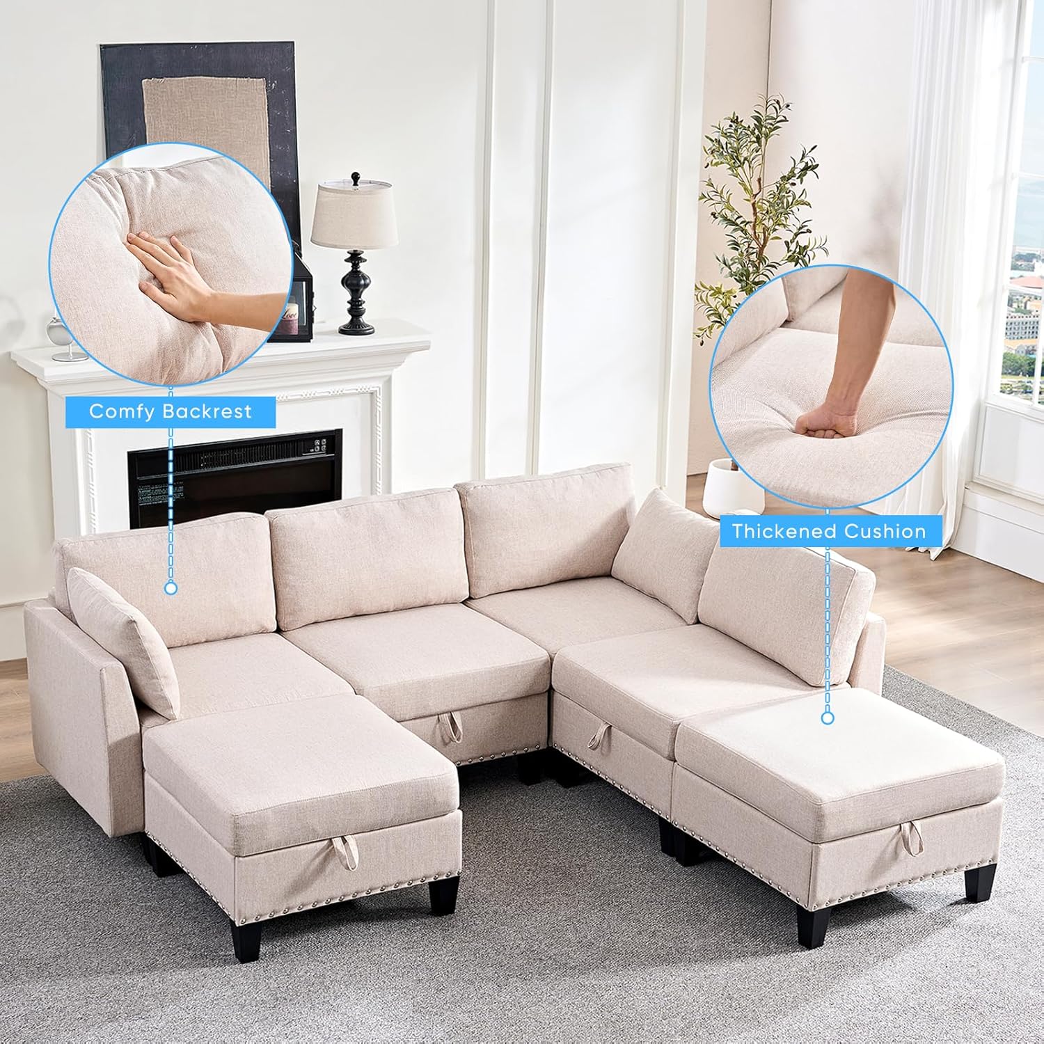 Mjkone LW11304-BEIGE Sofas-Loveseats - View #4