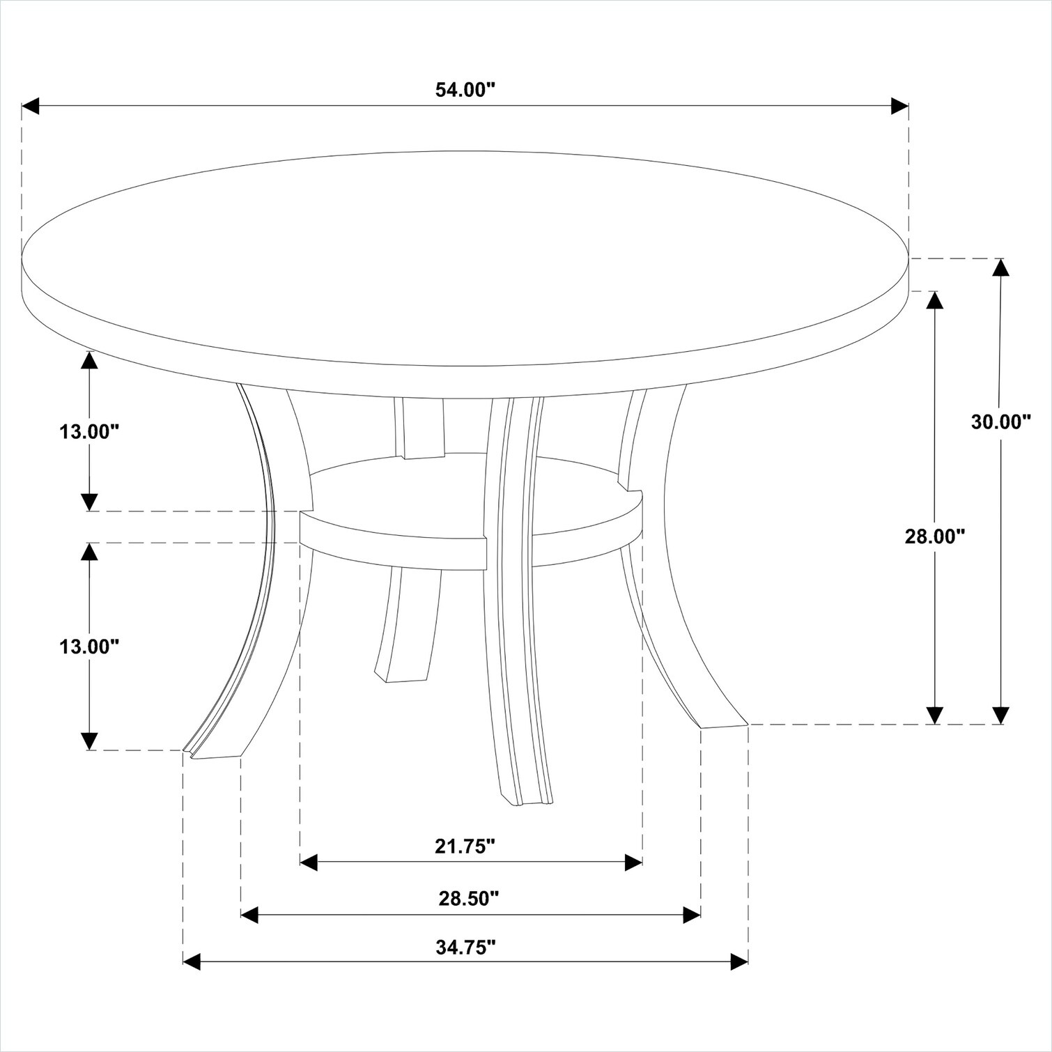 Watnature 7-Piece Dining Set with Self-Storing Leaf Round 54-Inch Table ...