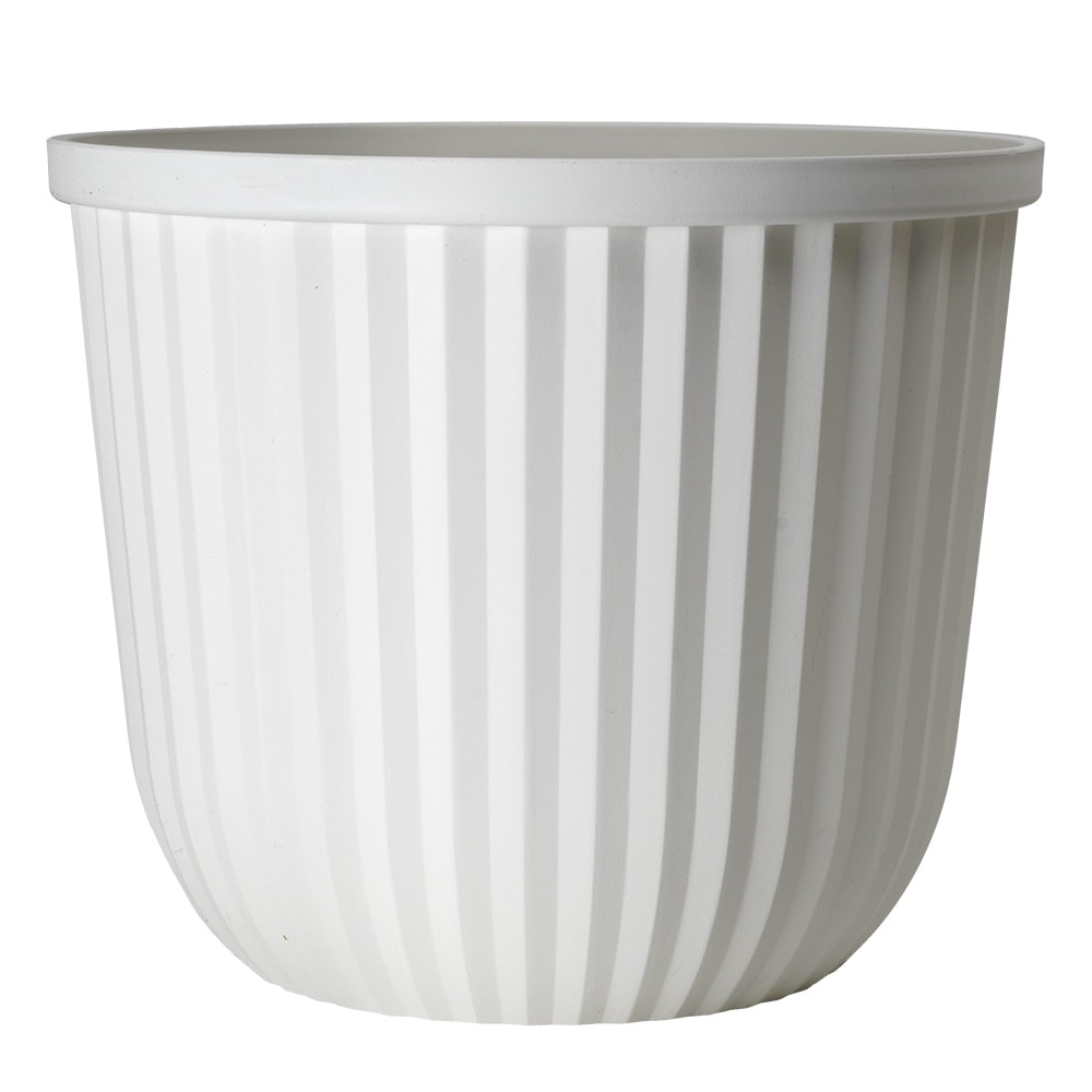 Style Selections RT1875M-WH Round 11.3-in W x 9.49-in H x Off-white Recycled plastic Indoor/Outdoor Planter