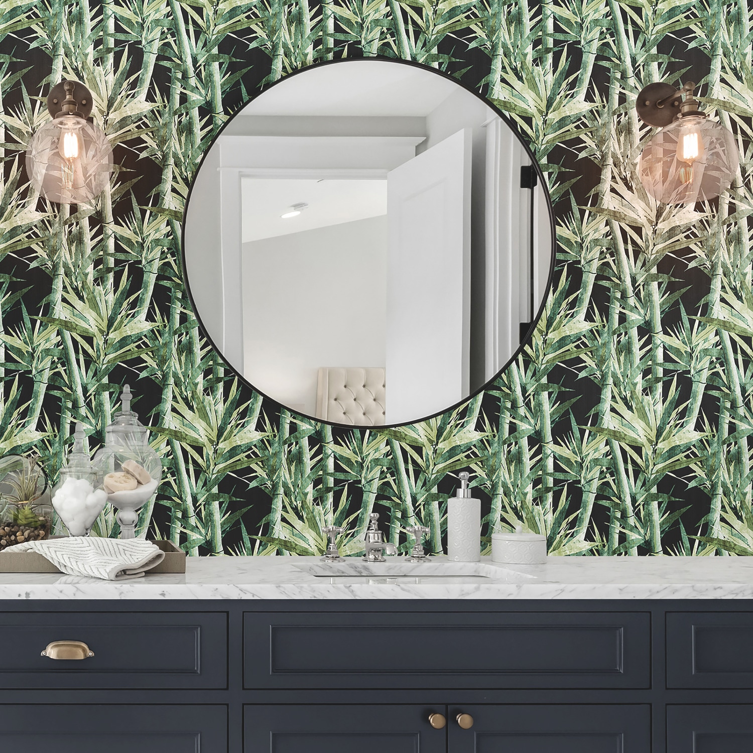 RoomMates RMK11366RL 28.29-Sq. Feet Black Vinyl Ivy/Vines Self-adhesive Peel and Stick Wallpaper