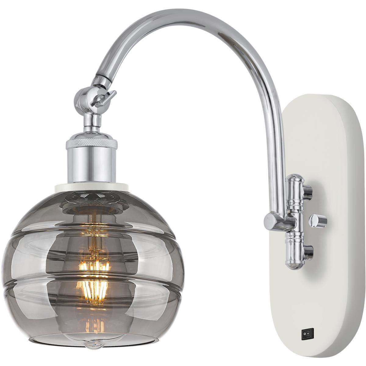 Innovations Lighting -  518-1W-WPC-G556-6SM Ballston Rochester Wall Sconce White Polished Chrome