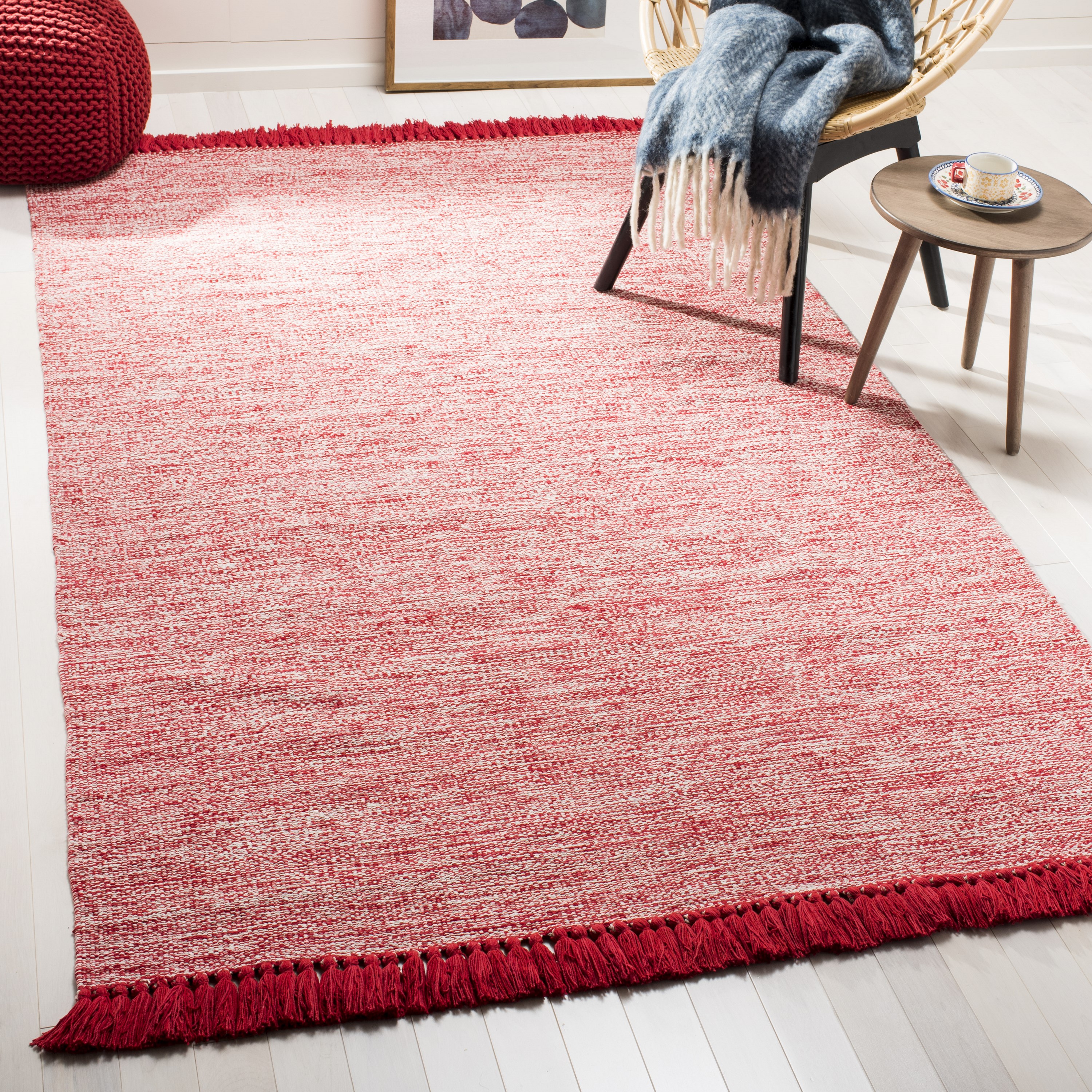 Safavieh MTK610N-3 Montauk Alki 3 x 5 (ft) Cotton Red Rectangular Indoor Coastal Throw rug