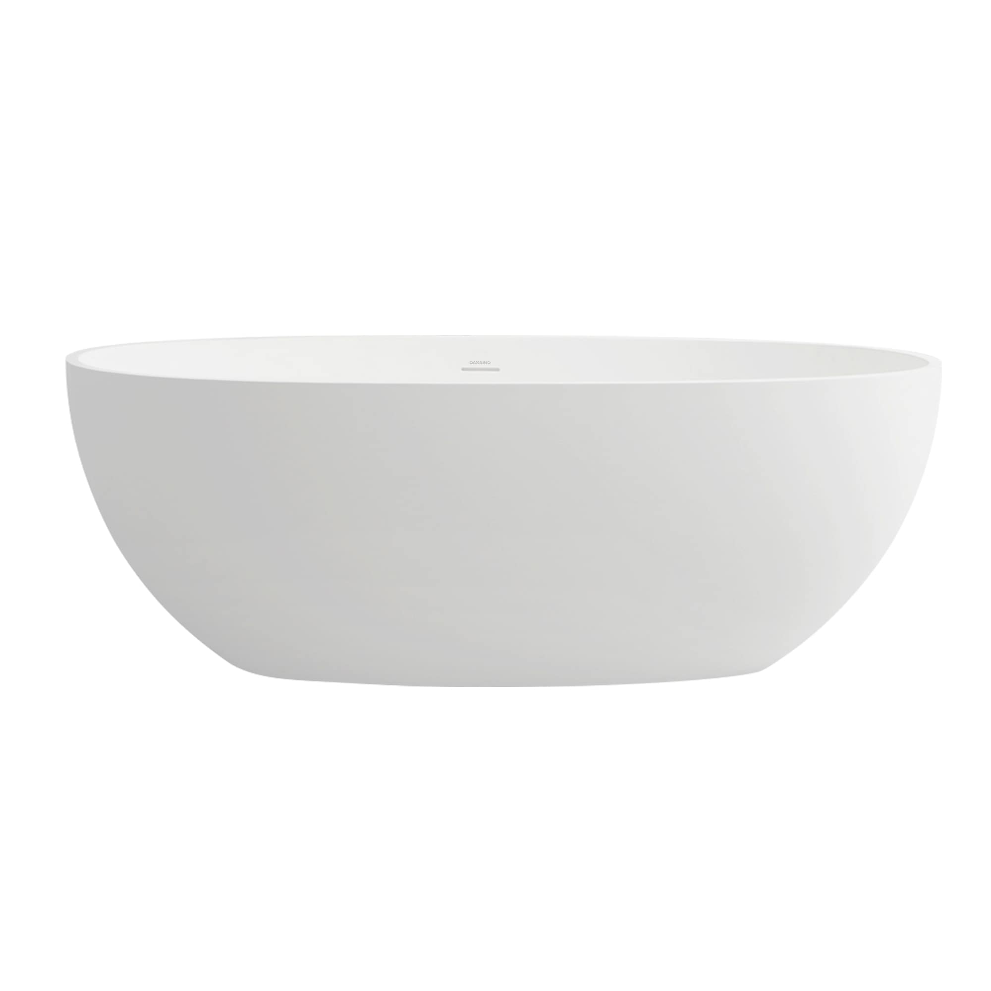 CASAINC CA-TC-7414 30-in x 55-in White Solid Surface Oval Freestanding Soaking Bathtub with Drain ( Center Drain )