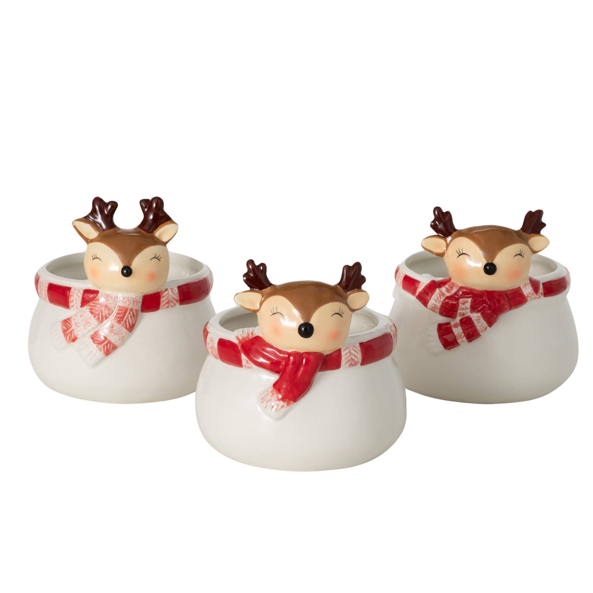 Sullivans CM3182 3 -Pack Round 5.0-in W Small White Ceramic Indoor Planter