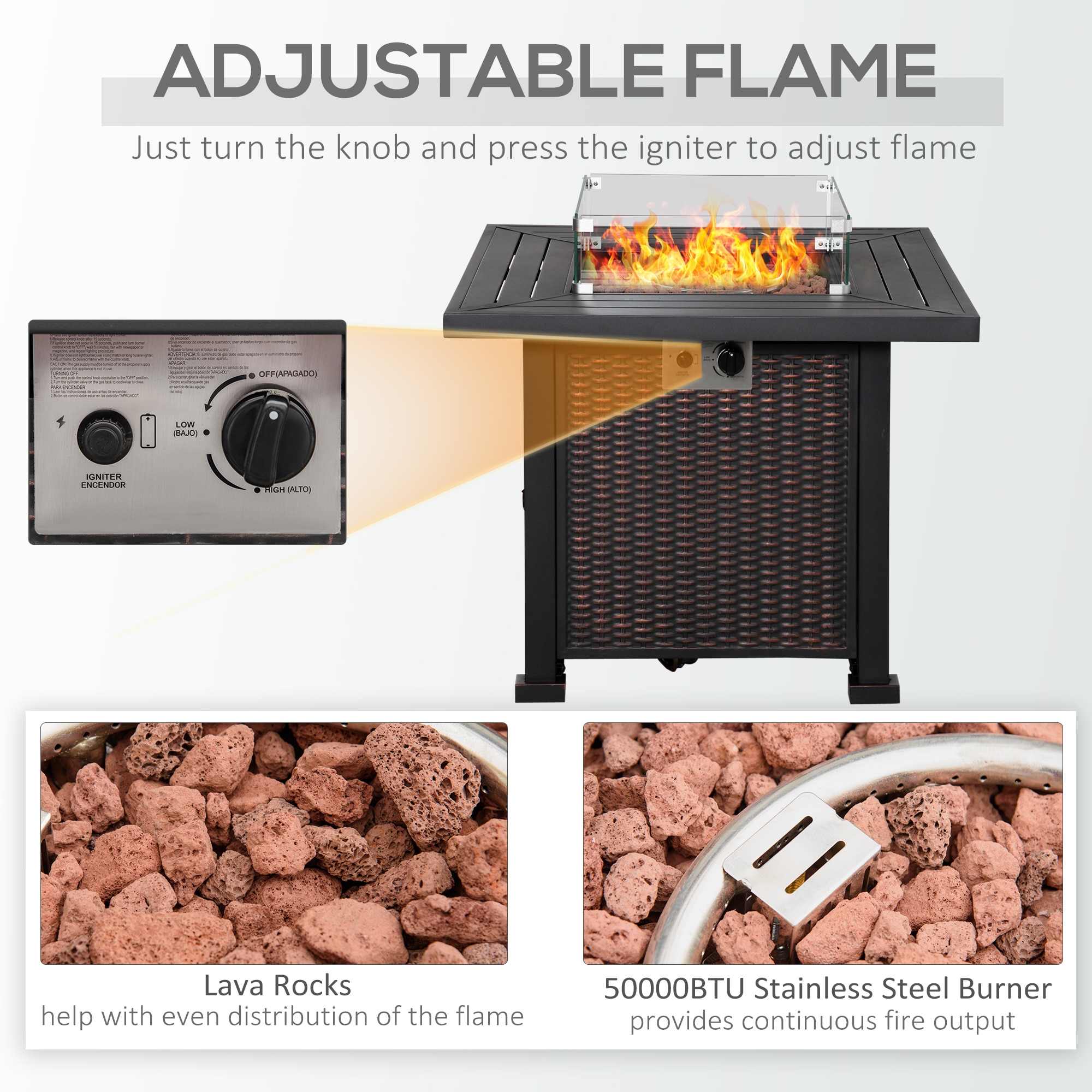 Outsunny 842-252RD Outdoor-Gas-Fireplaces - View #7