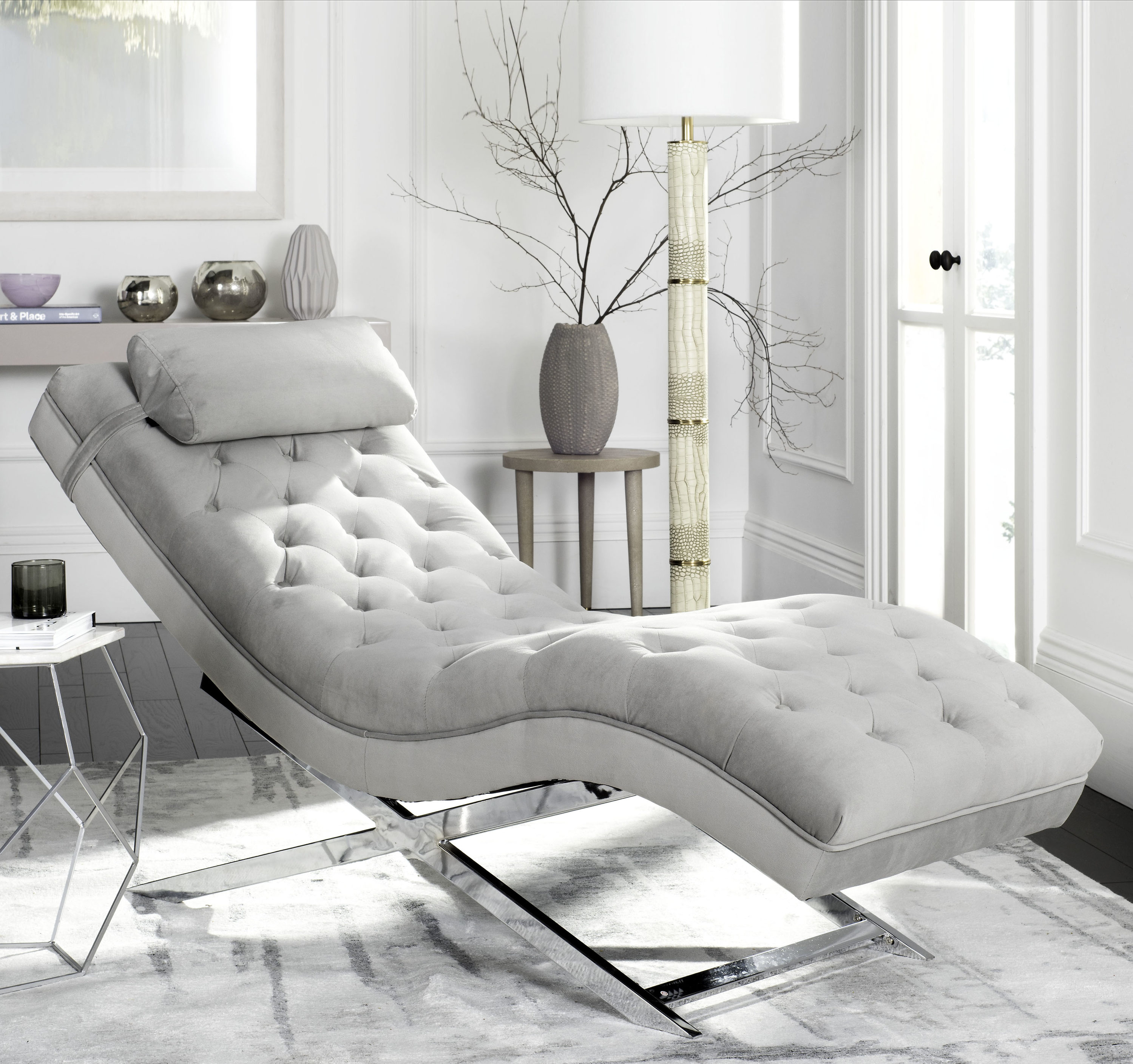 Safavieh Monroe Modern Gray Chaise Lounge In The Lounges Department At Lowes Com