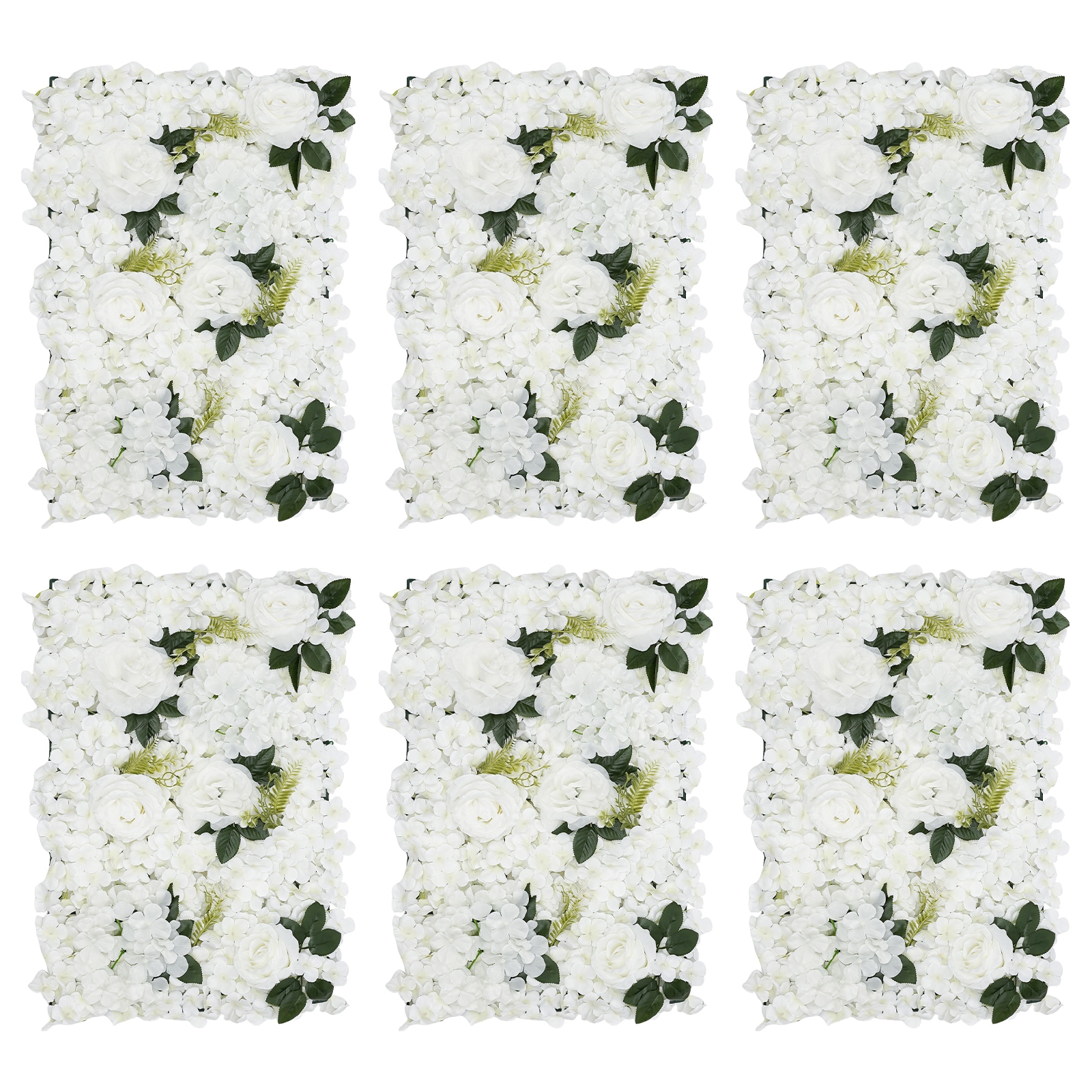 CNCEST HG-ZJ129-109 23.6-Inches W x 15.7-Inches H 6 PCS Green Leaf Warm White Flower Panels For Wedding Rose Garden Trellis