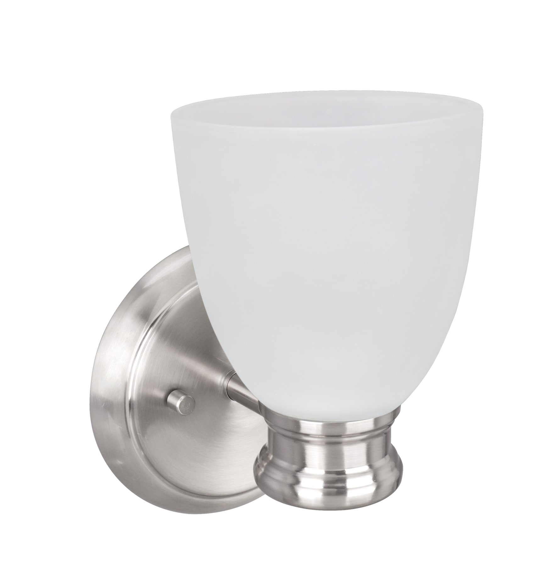 Satin Nickel Frosted Glass Outdoor Wall Sconce, 6" x 8.25"