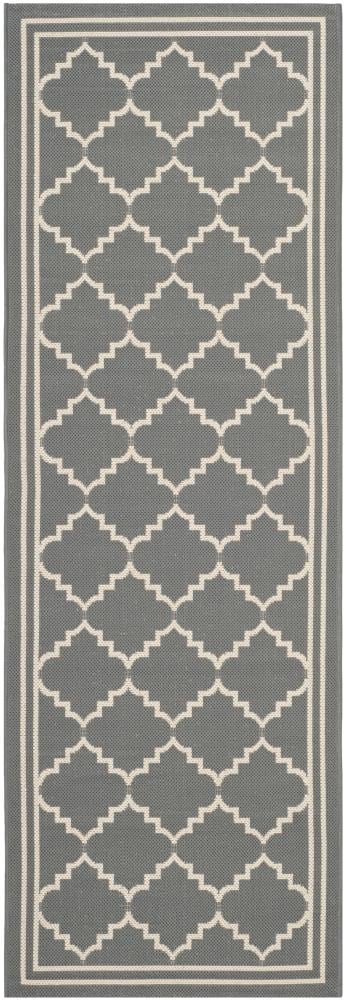 Safavieh CY6889-246-28 Courtyard Tarn 2 x 8 (ft) Loomed Polypropylene Gray/Beige Rectangular Indoor/Outdoor Trellis Runner rug