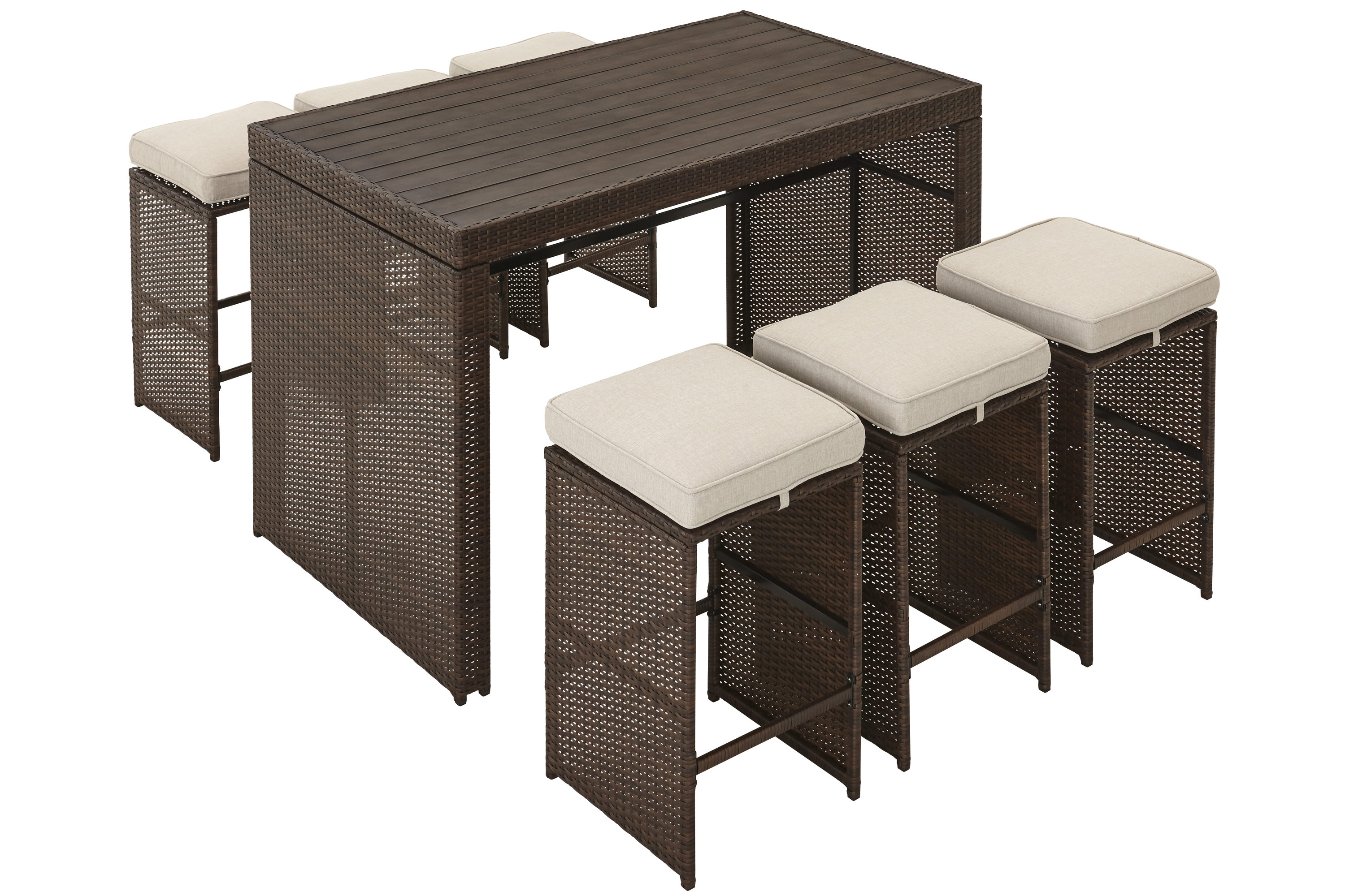 brown rattan bar set