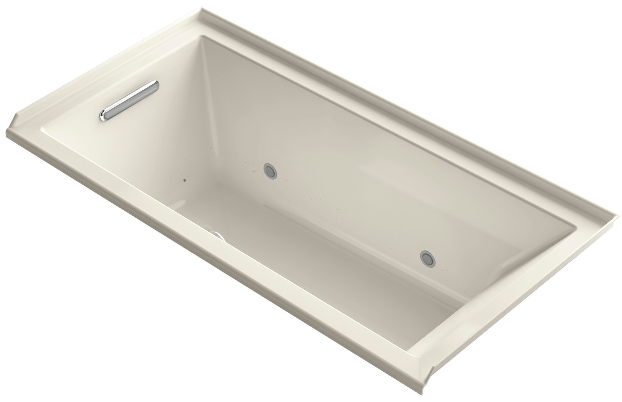 KOHLER 1167-GCRLW-47 Underscore 30-in W x 60-in L Almond Acrylic Rectangular Left Drain Alcove Air Bath