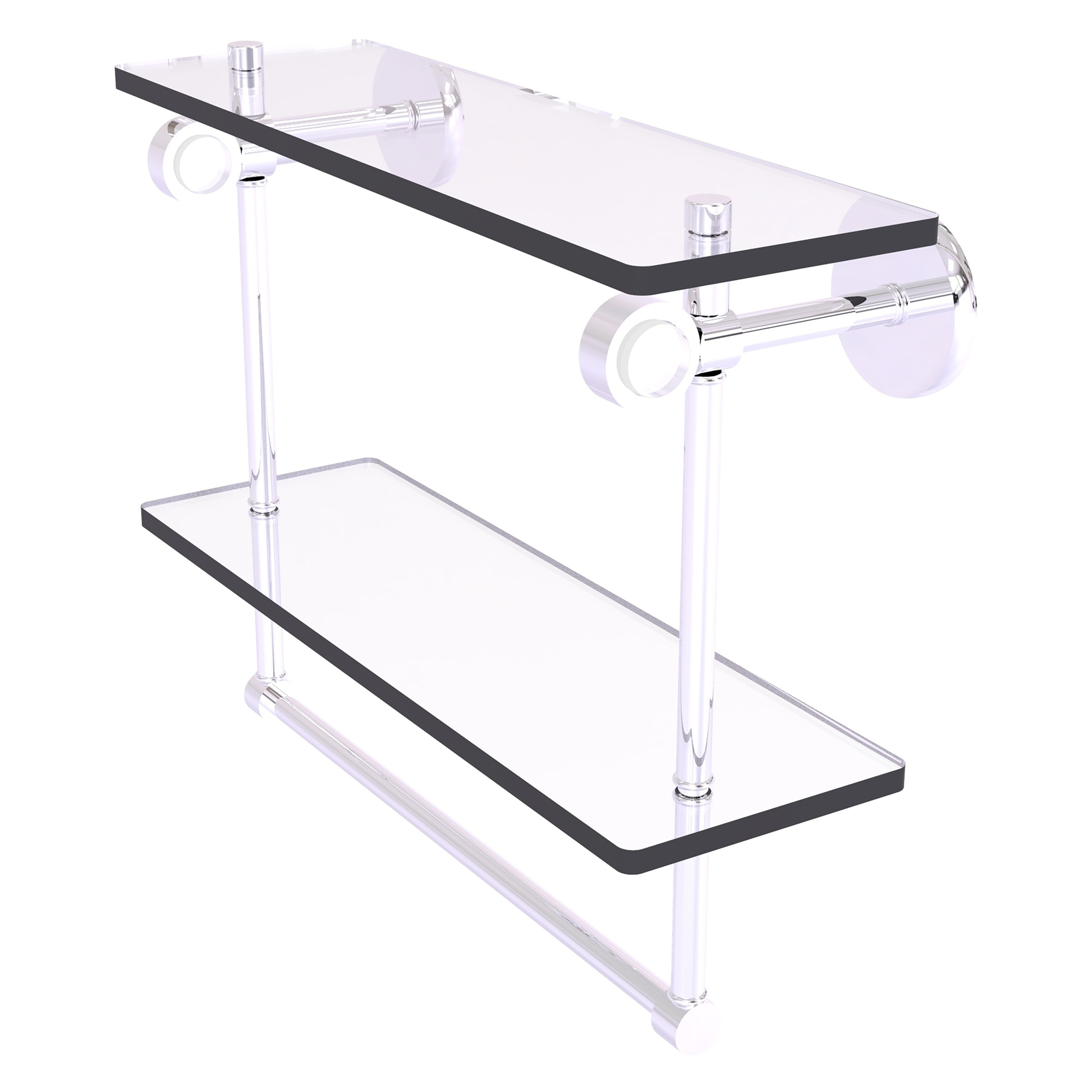Allied Brass CV-2TB-16-PC Clearview Polished Chrome 2 -Tier Wall mount Bathroom Shelf ( 16-in x 12.8-in x 5-in )