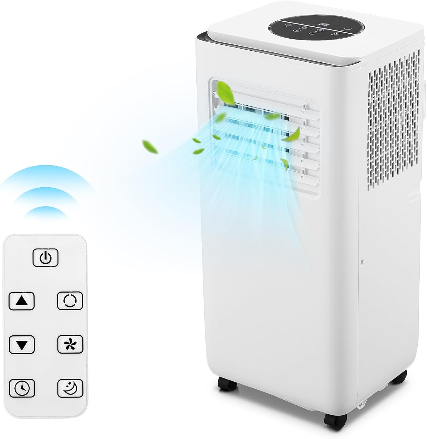 Qeetex ZYS-PHO-10GGEBCX 10000 BTU Portable Air Conditioner for Rooms up to 450 Sq Ft 3-in-1 Floor AC Unit with Dehumidifier Fan Mode Remote Sleep Mode Quiet Operation Energy-Saving LED Display Window Kit - White