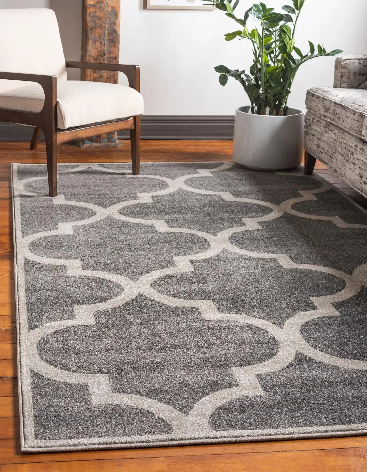 Unique Loom 3116018 Austin Trellis 9 x 12 Gray/Tan Indoor Geometric Industrial Area Rug