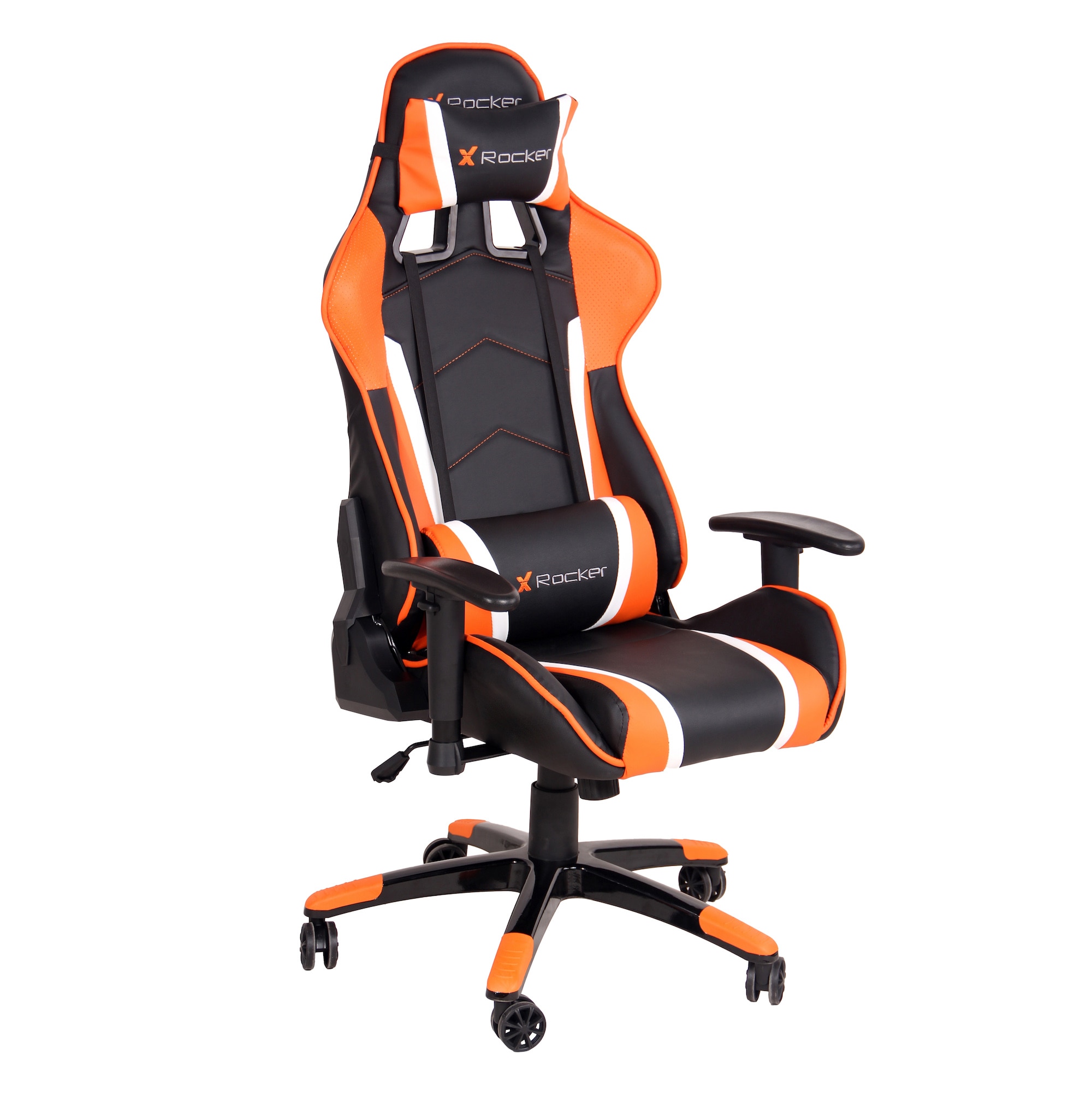 Usikker skør Evolve X Rocker Orange, White and Black Traditional Ergonomic Adjustable Height  Swivel Faux Leather Gaming Chair in the Office Chairs department at  Lowes.com