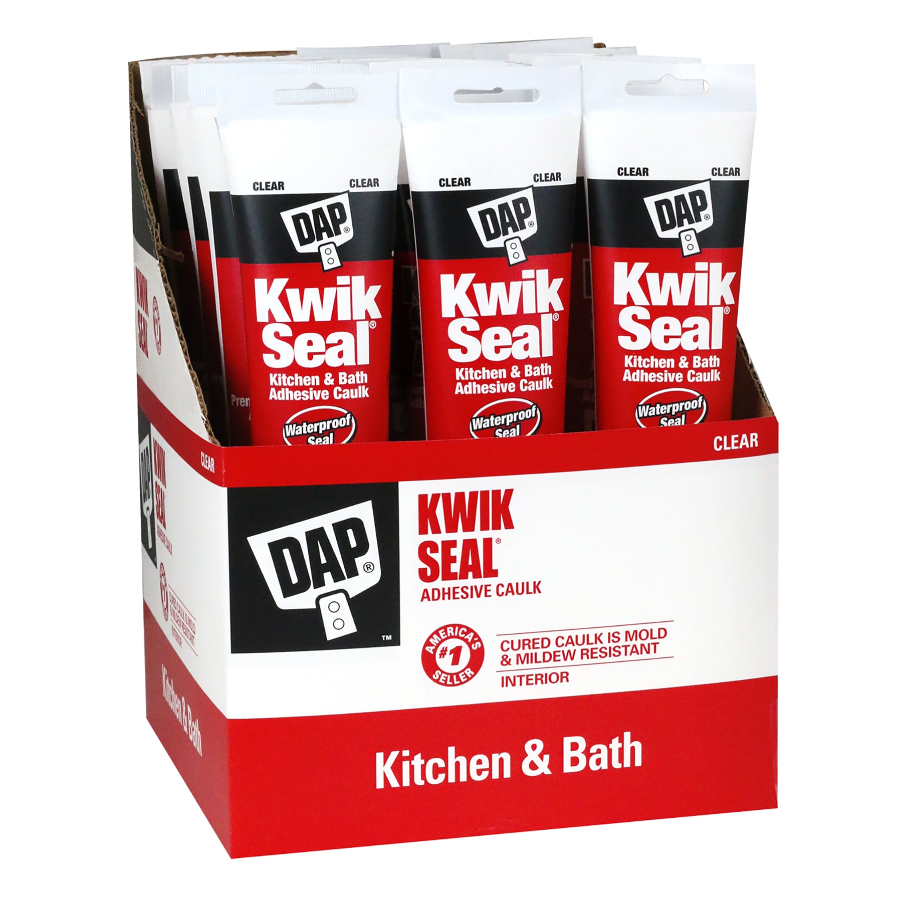 DAP 7079818008SOS KWIK SEAL 12 -Pack 5.5-oz Kitchen bath Clear Paintable Latex Caulk