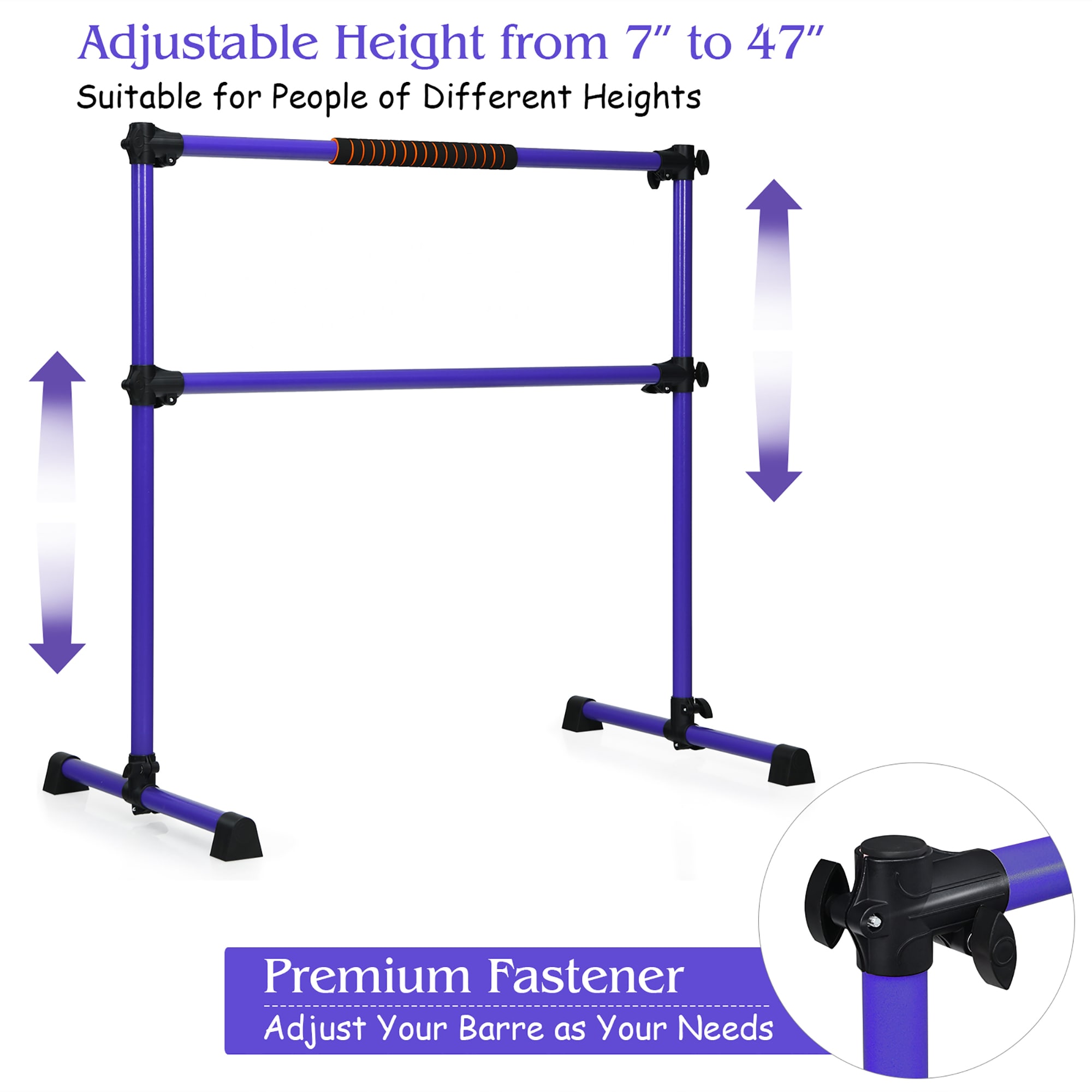 Goplus Adjustable Purple Freestanding Ballet Barre for Total Body Workout -  4 FT Length, 220 lbs Weight Capacity in the Pull-Up & Push-Up Bars  department at