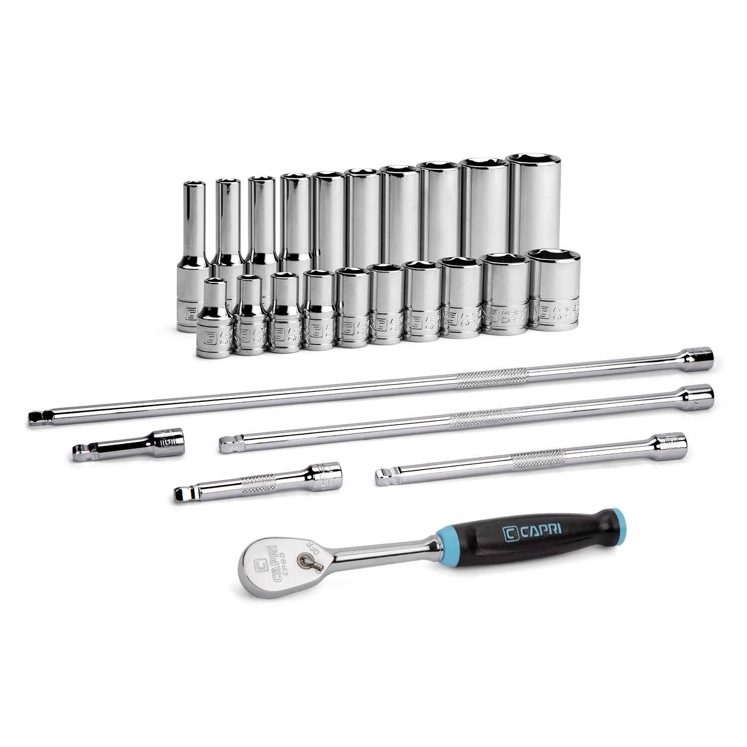 Capri Tools CP12110-26S-SET 1/4-in Drive Standard (SAE) Shallow/Deep Socket Set 26 -Pieces