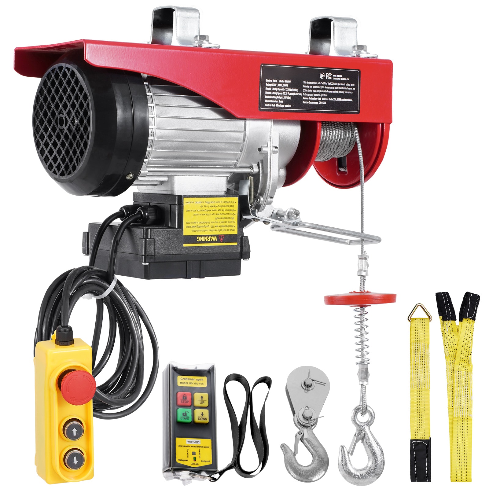 SVOPES SVOPESDDGSSHL10468V1 Electric Hoist. 1320 lbs Capacity. 120V Motor with 328 ft Wireless and 14 ft Wired Remote Control. 40 ft Single Cable Lift Height. Single/Double Slings for Use in Garages