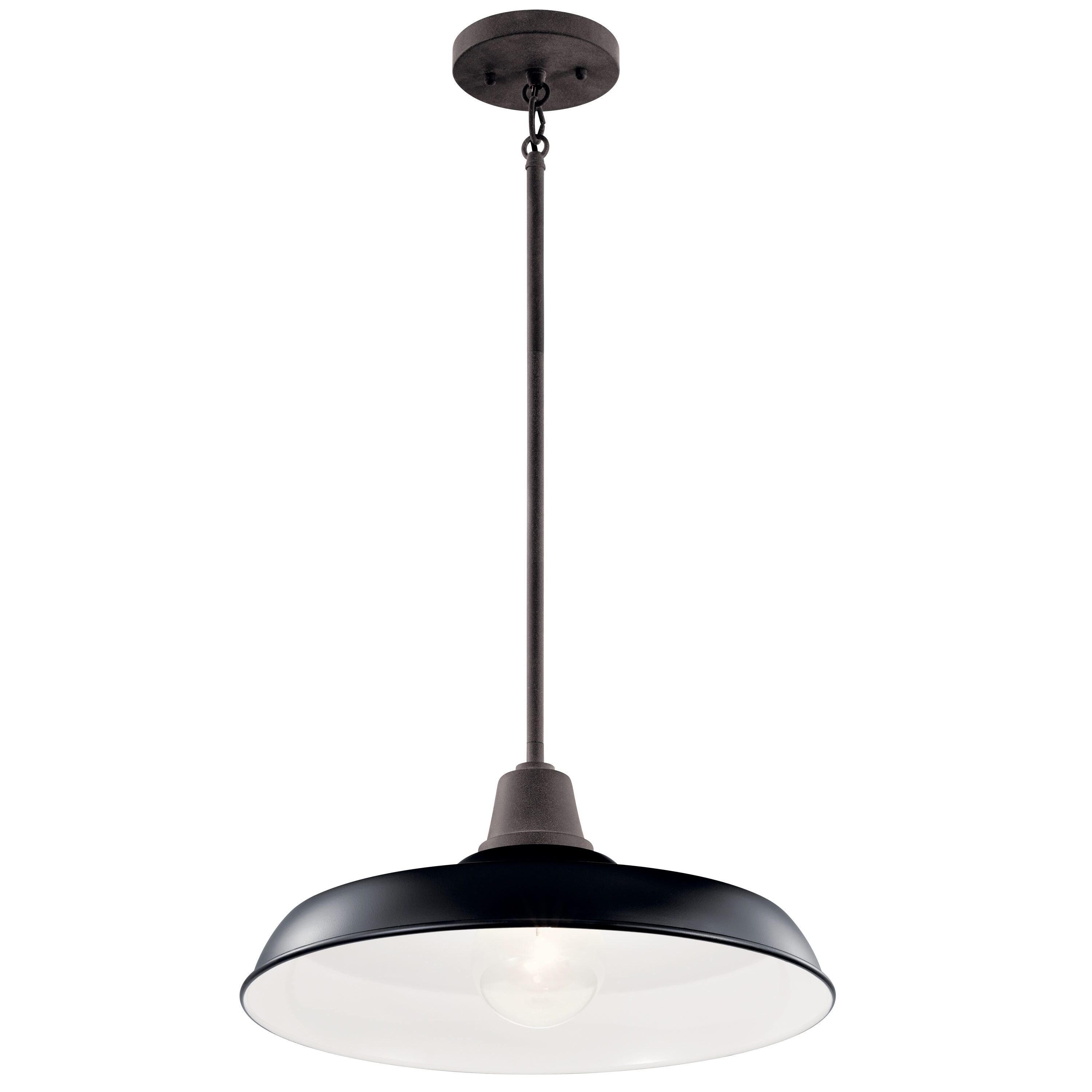 Kichler Pier Black Industrial Bowl Medium Outdoor Hanging Pendant Light ...