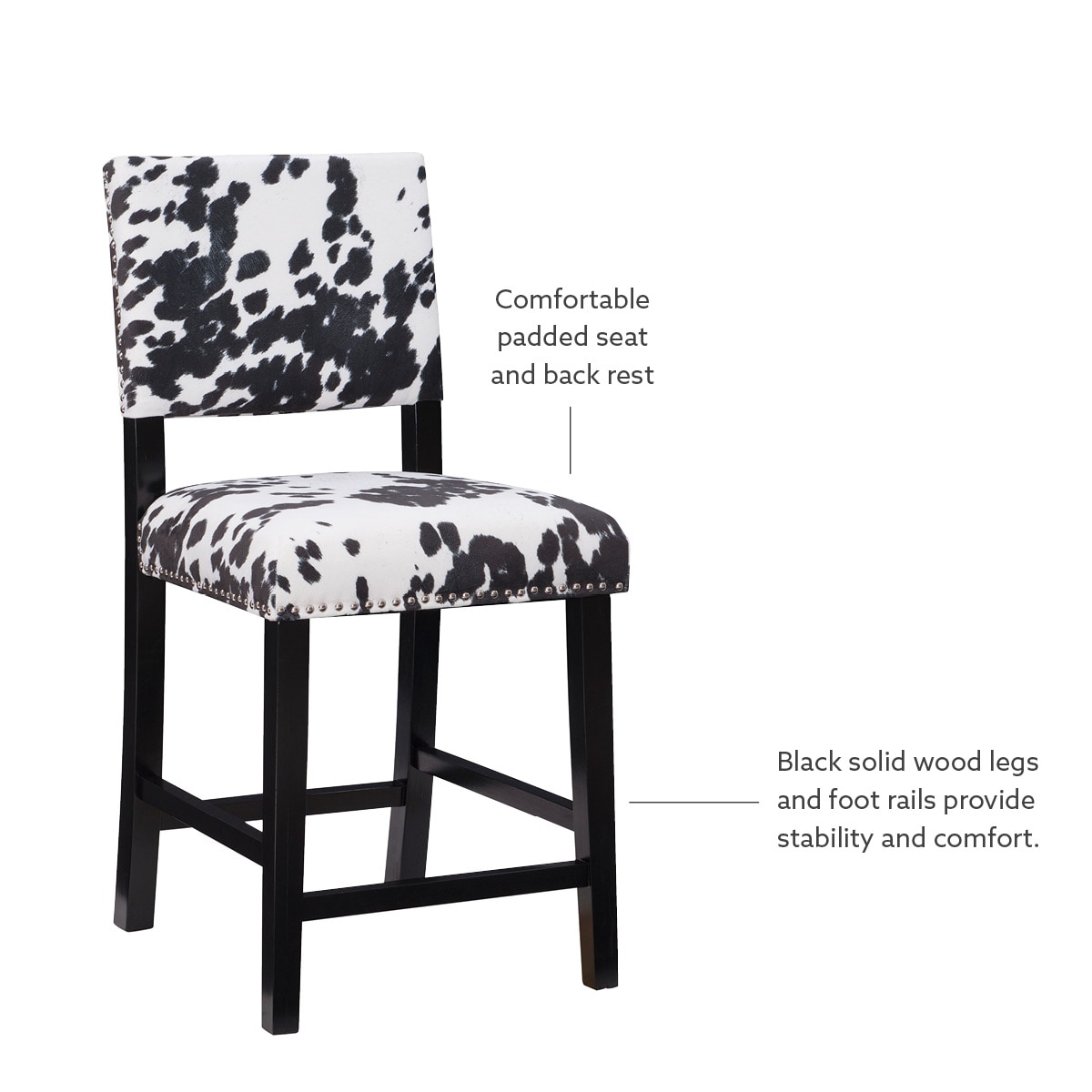Clayton 24" Black Leather and Wood Swivel Counter Stool