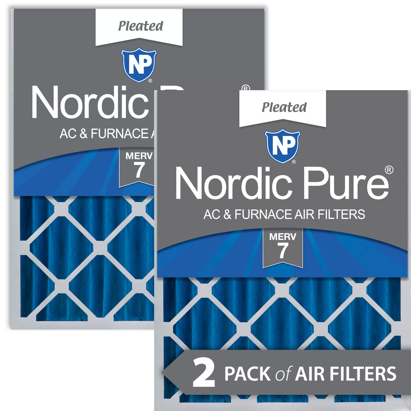 Nordic Pure 16x20x4 (3 5/8) Pleated MERV 7 Air Filters 2 Pack