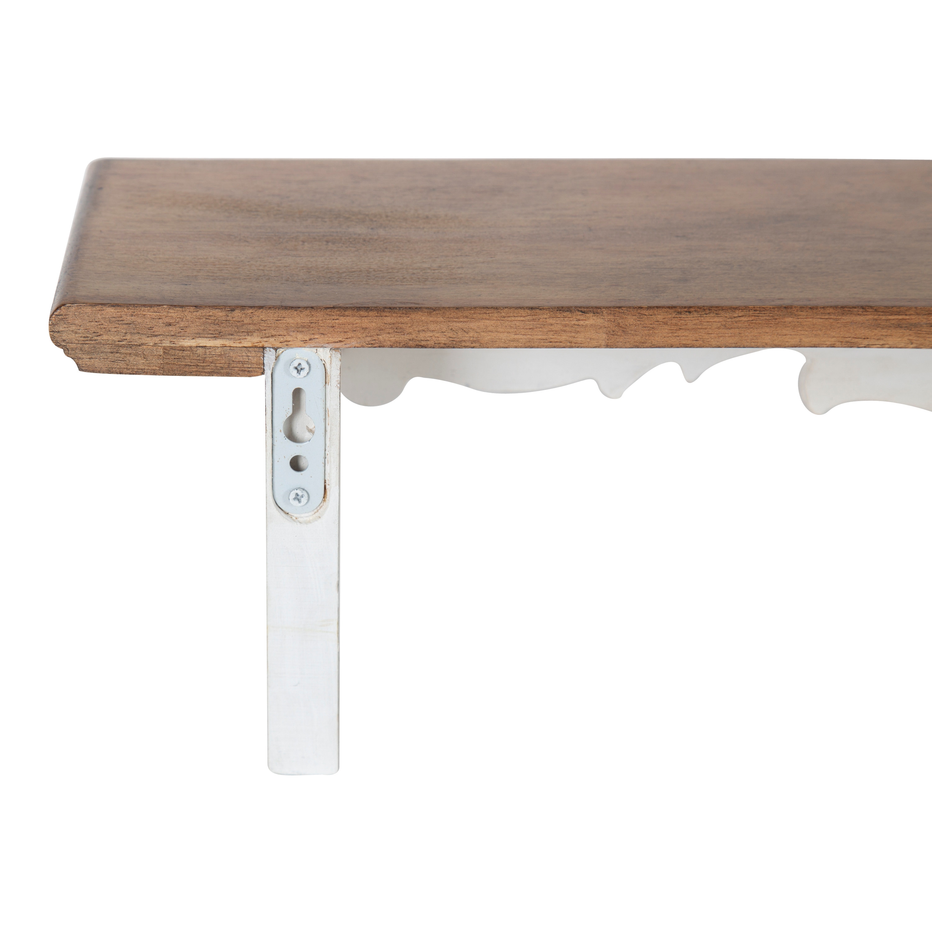Rustic Brown and White Fir Wood Floating Wall Shelf