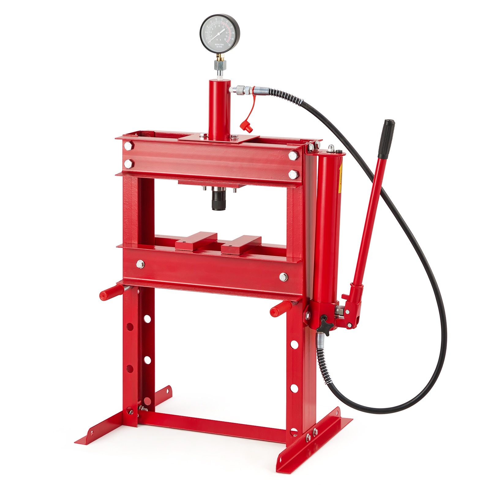 Aoile 10 Ton Hydraulic Shop Press with Pressure Gauge Heavy Duty Carbon Steel Frame Adjustable Workbench