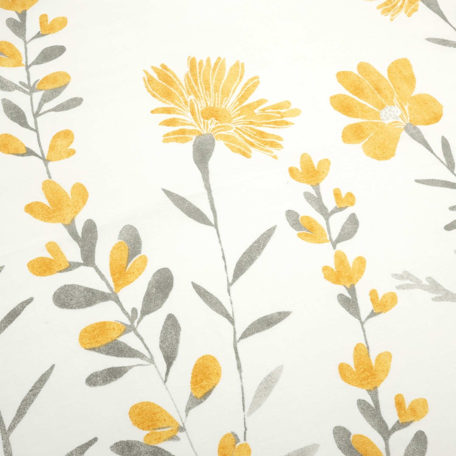 Aprile Full/Queen Yellow and Gray Cotton Floral Duvet Cover Set