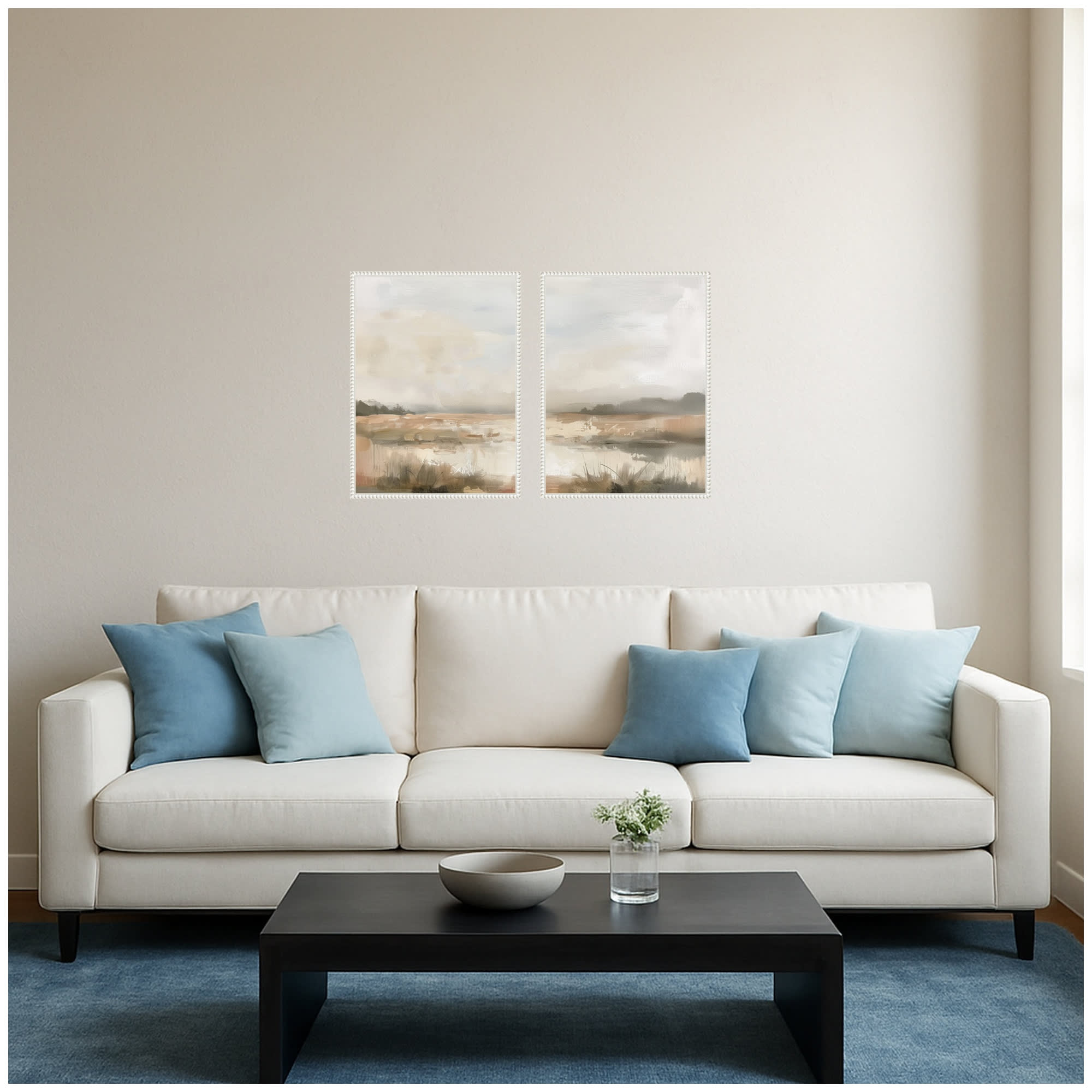 Kate and Laurel Neutral Abstract Landscape Framed Canvas Wall Art Set ...