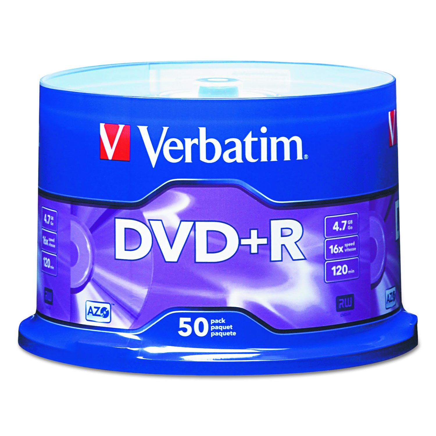 Verbatim DVD+R Recordable Disc 4.7 GB 16x Spindle Matte Silver 50/Pack