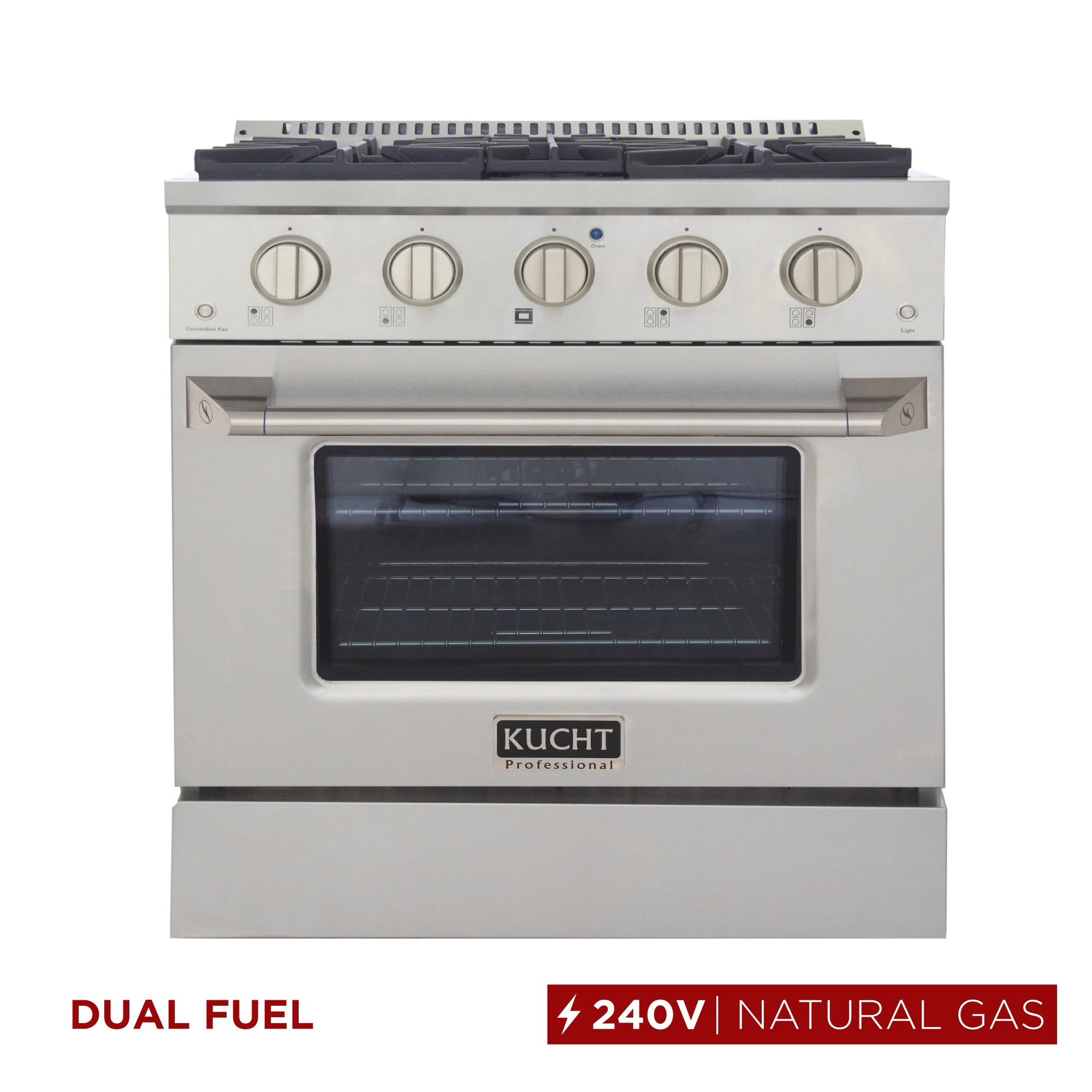 Kucht KDF302-S 30-in Deep recessed 4 burners Convection Oven Freestanding Dual Fuel Range ( Stainless Steel )