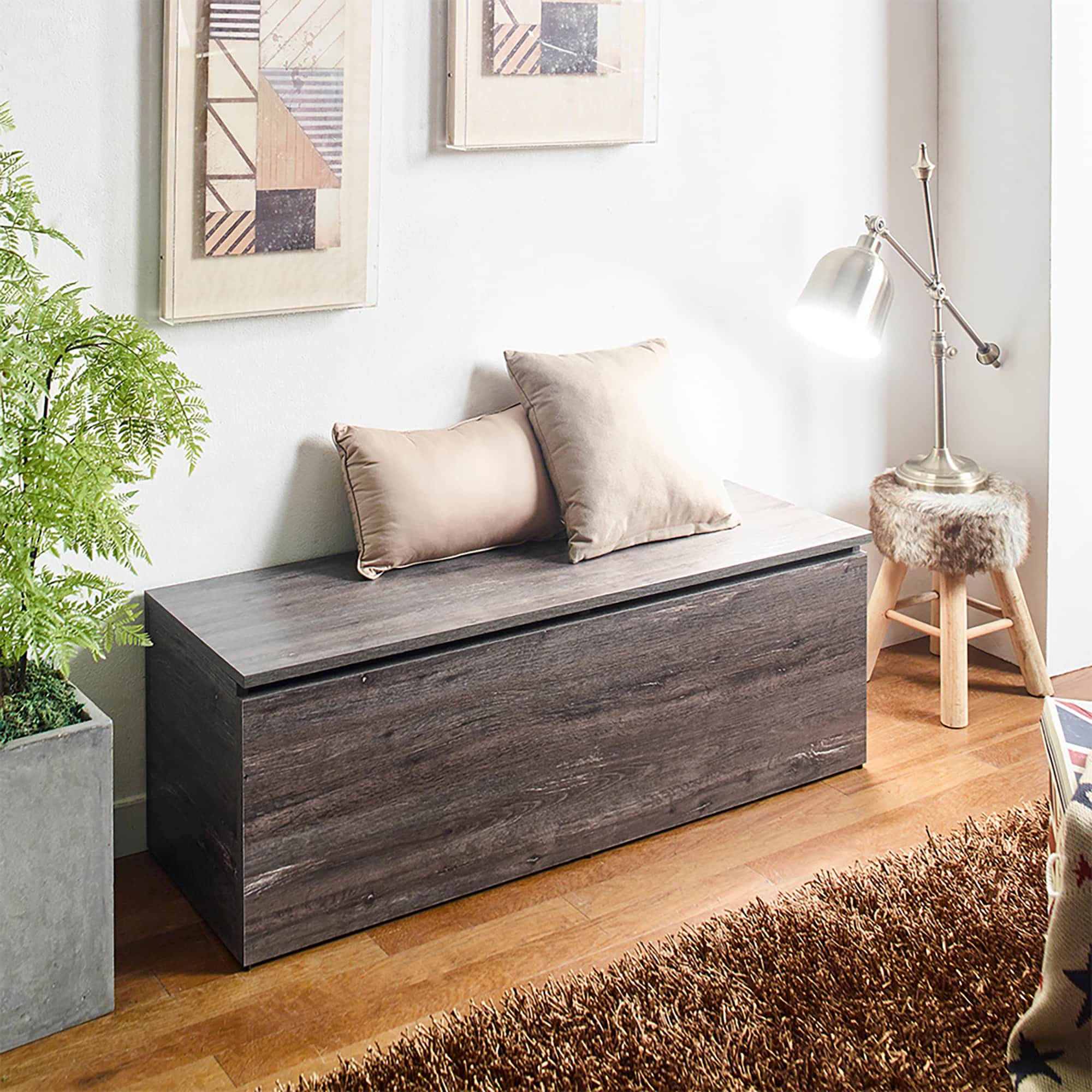 LOVMOR SF-R-B04052630 Dean Farmhouse Storage Bench in Rustic Gray