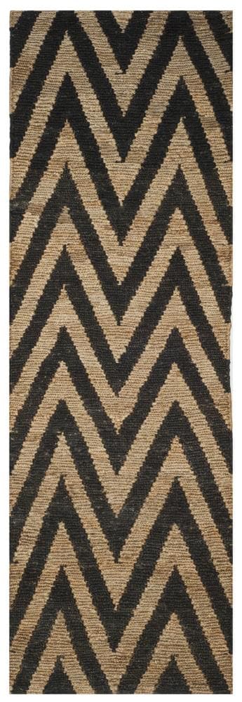 Safavieh ORG515A-28 Organica Joshua 3 x 8 (ft) Knotted Jute Black/Natural Rectangular Indoor Chevron Runner rug