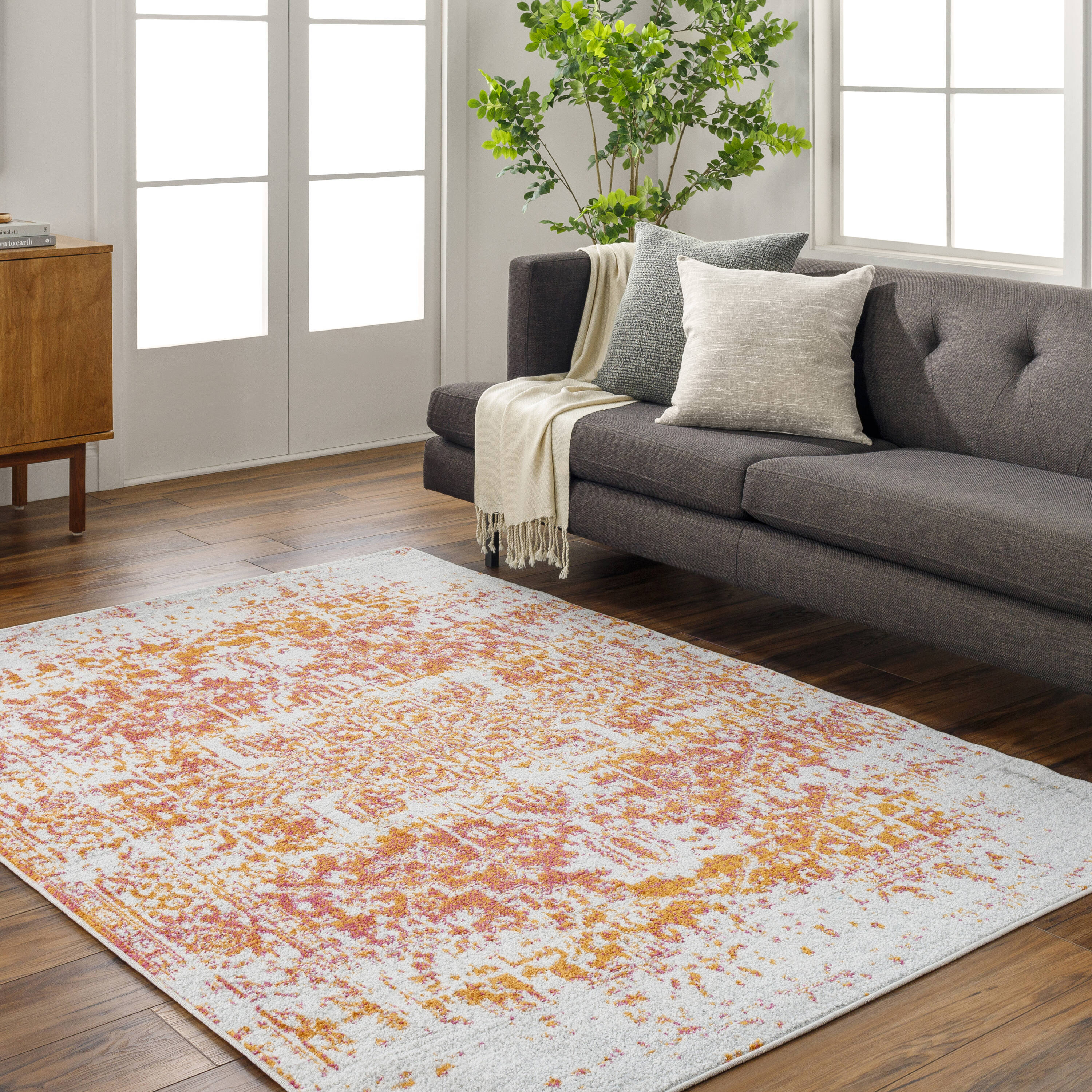 Livabliss HAP1019-679 6 x 9 (ft) Polypropylene Burnt Orange/Medium Gray Rectangular Indoor Medallion Oriental Area rug