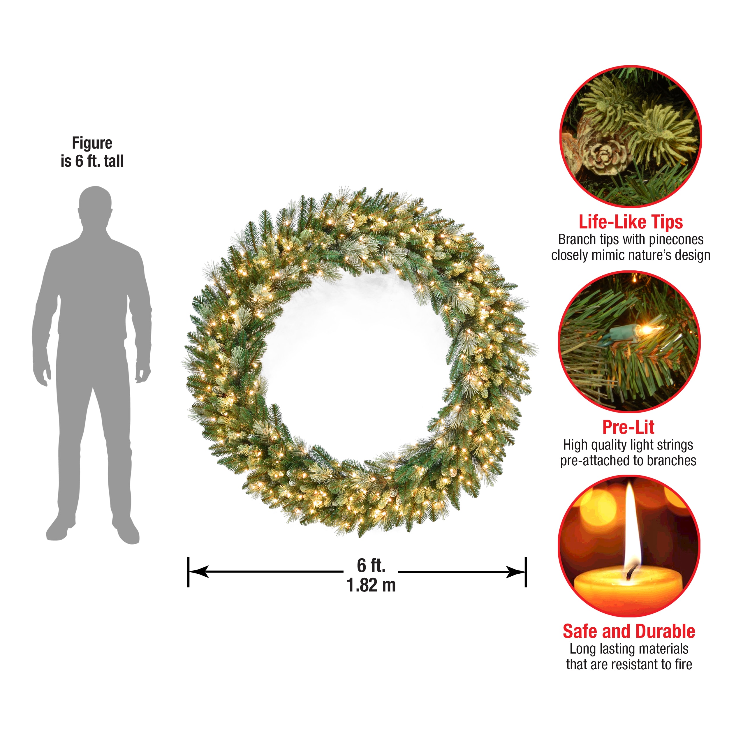 National Tree Company CAP3-306-60W Artificial-Christmas-Wreaths - View #5