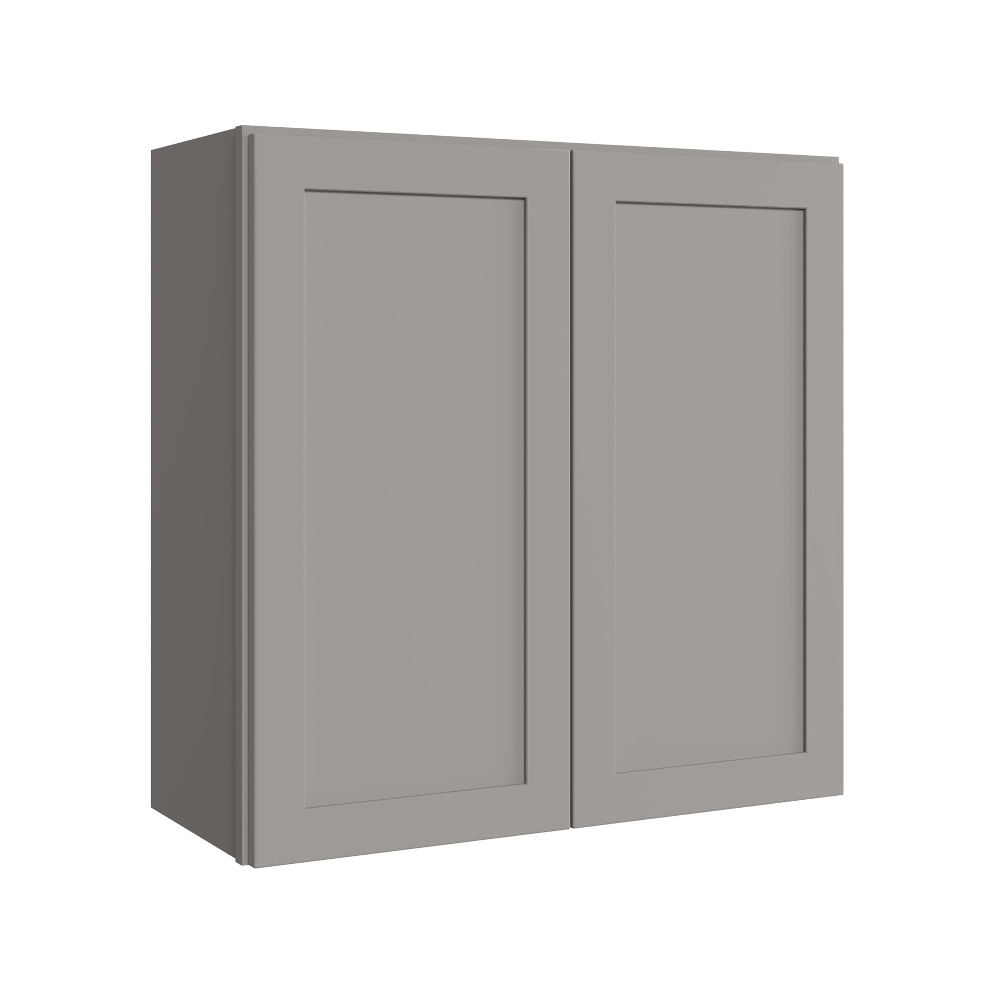 KraftMaid Momentum W3030G81 Deveron 30-in W x 30-in H x 12-in D Pebble Grey Wall Fully assembled Plywood Cabinet (Recessed Panel Shaker)