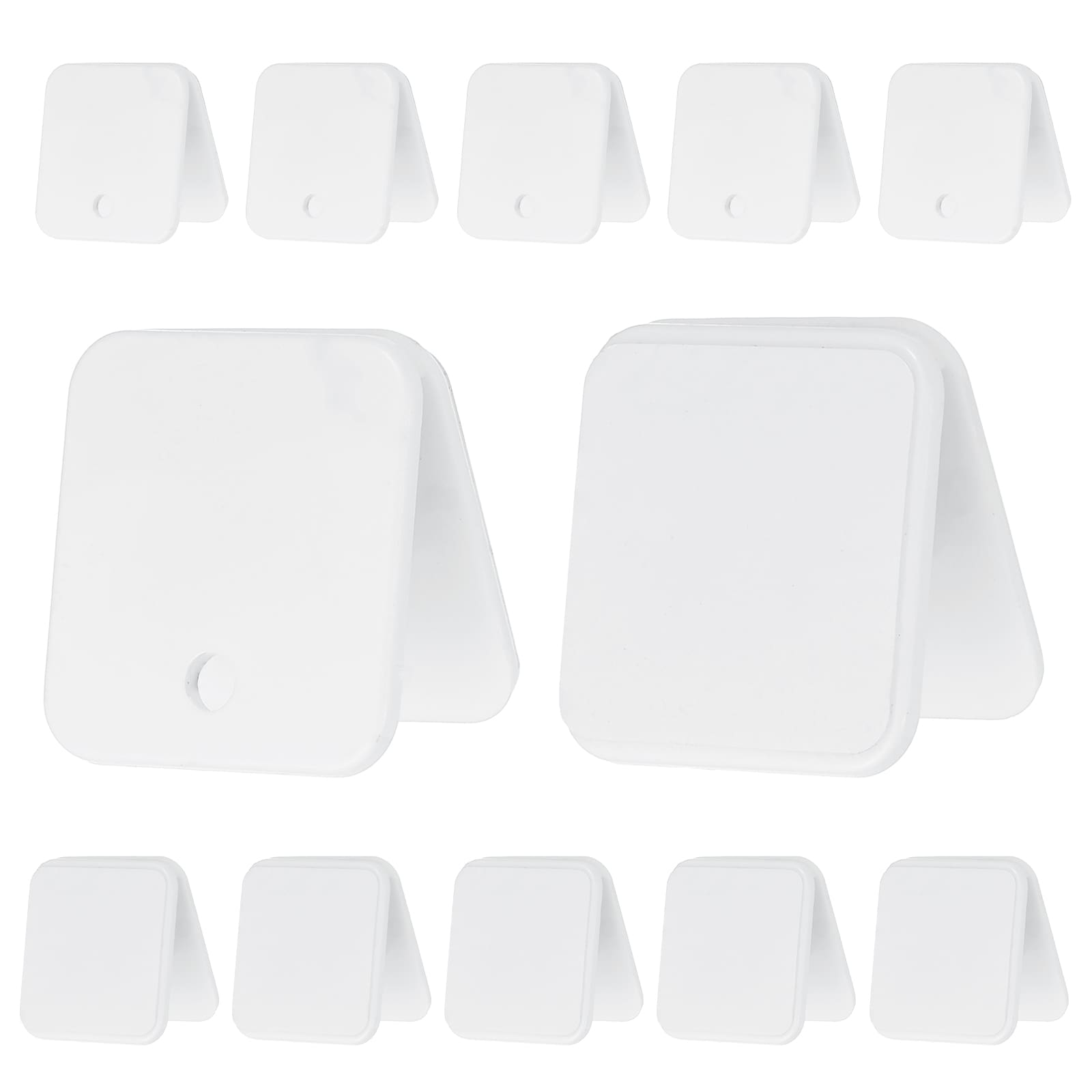 PATIKIL Self Adhesive Clips 12pcs Plastic Rectangle Tapestry Hanger Sticky Clips Wall Clips Photo Clip for Paper Poster Picture Hanging Office Home White
